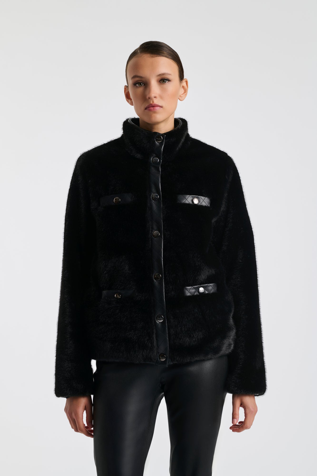 Blouson bimatière eco-fourrure