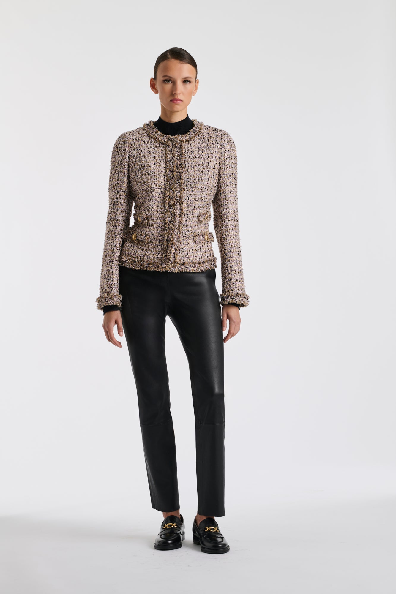 Veste en tweed frangé irisé