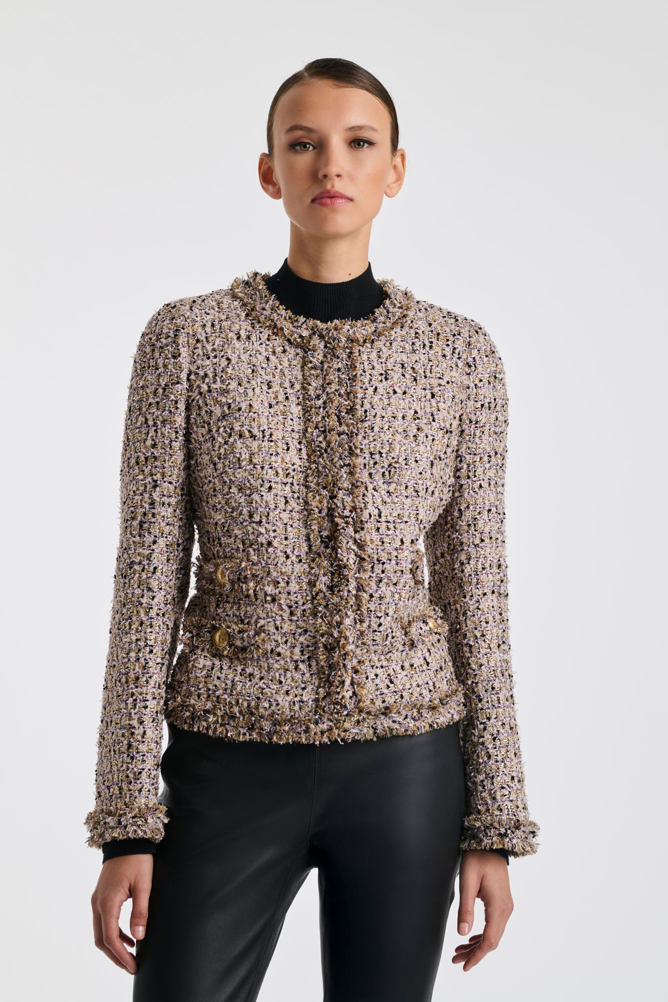 Veste en tweed frangé irisé