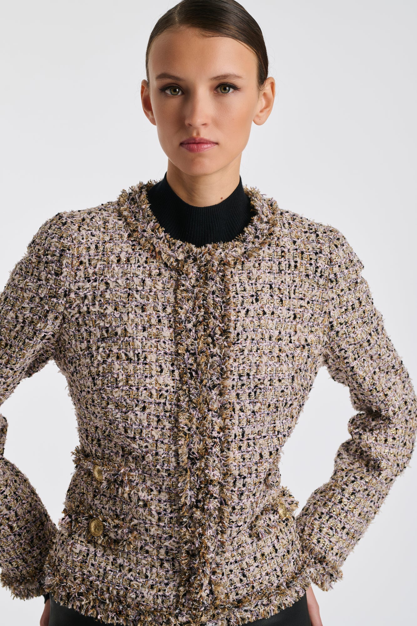 Veste en tweed frangé irisé