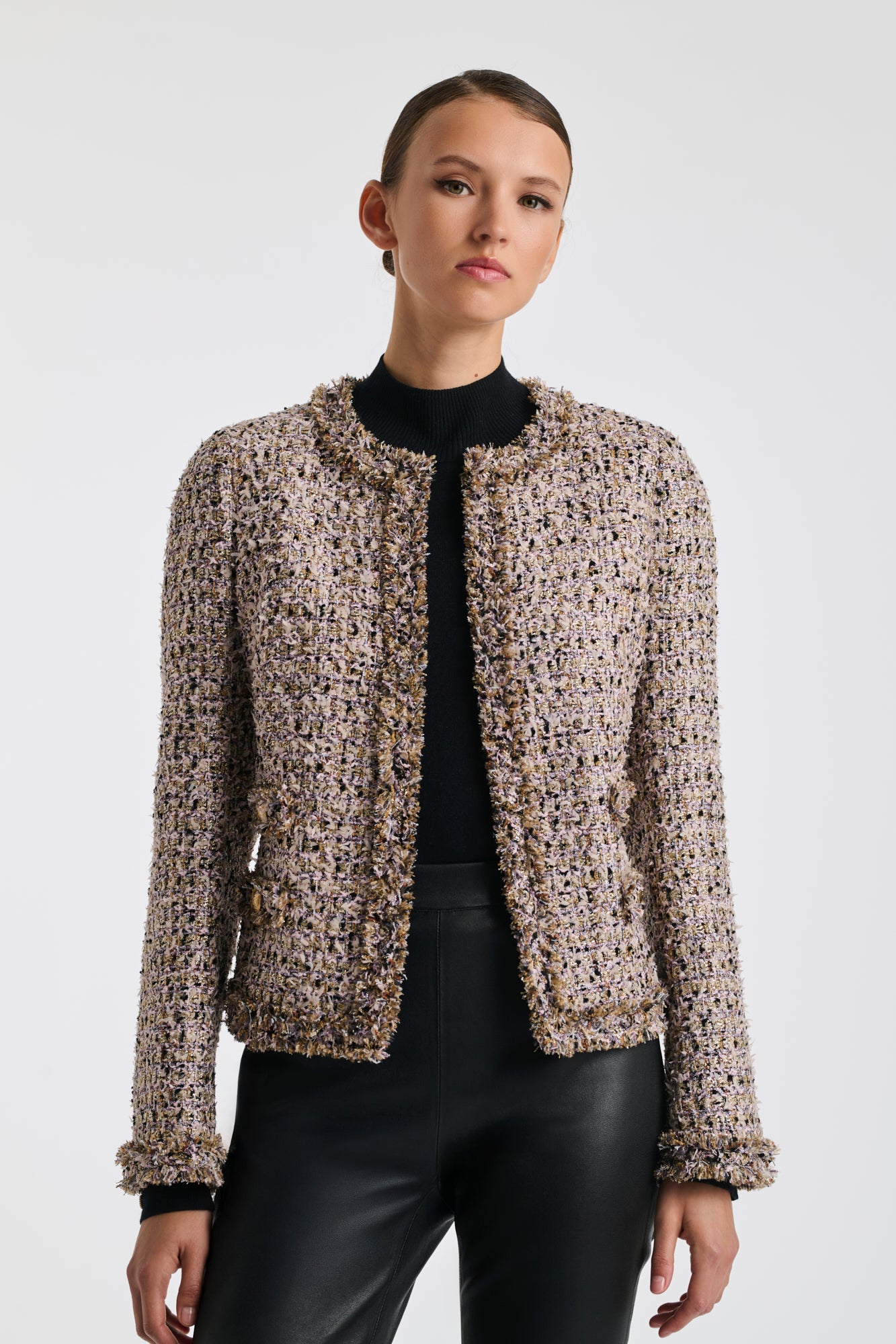Veste en tweed frangé irisé