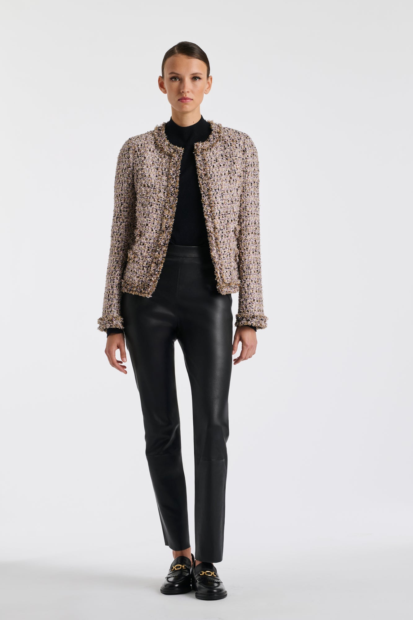 Veste en tweed frangé irisé