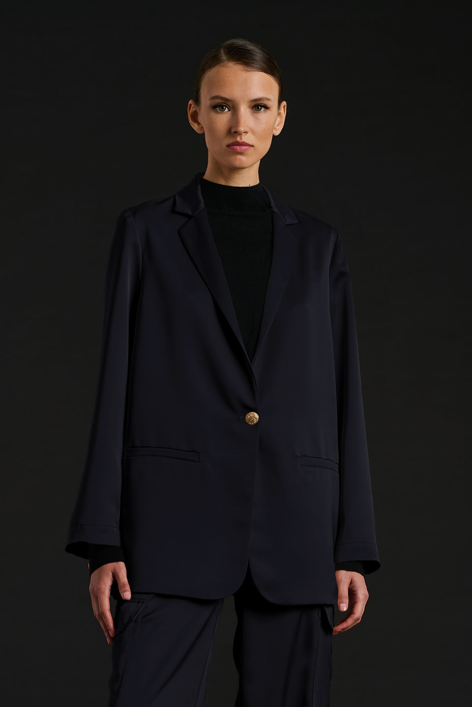 Blazer en satin marine