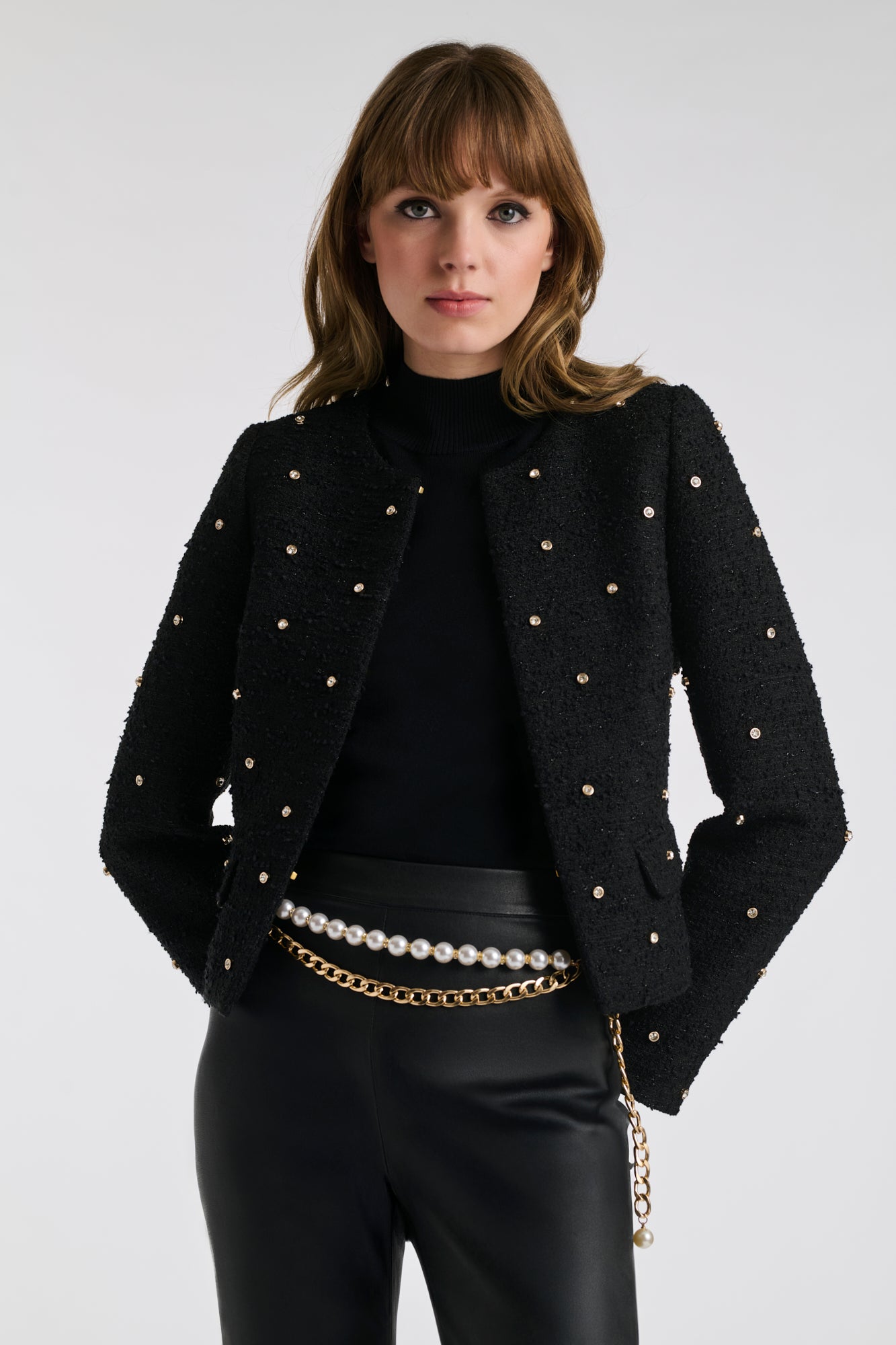 Tweed and rhinestone jacket