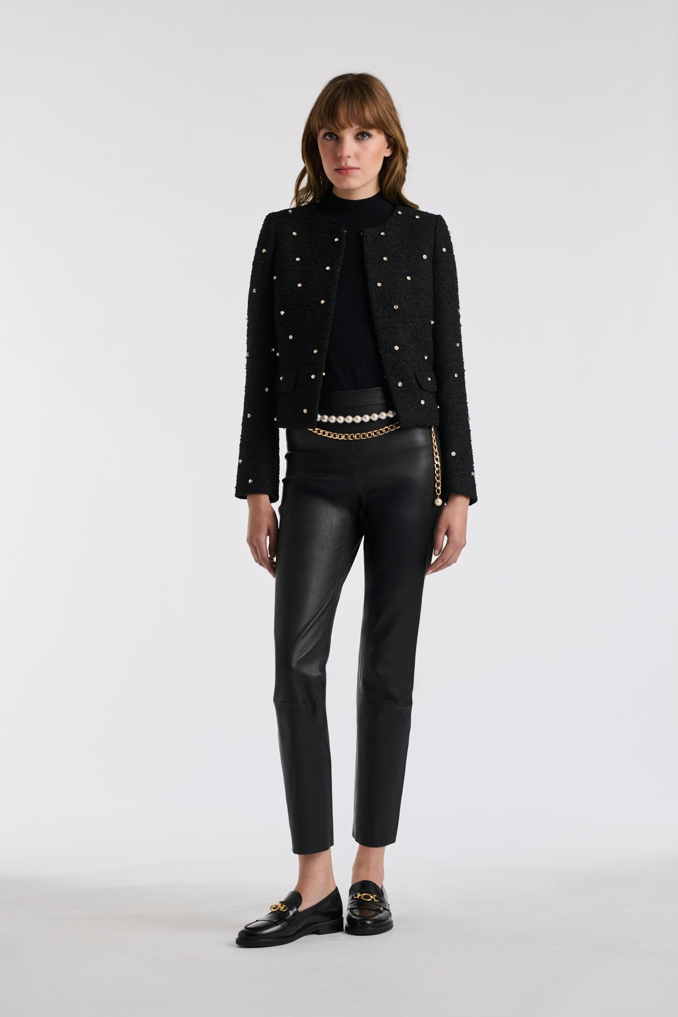 Tweed and rhinestone jacket