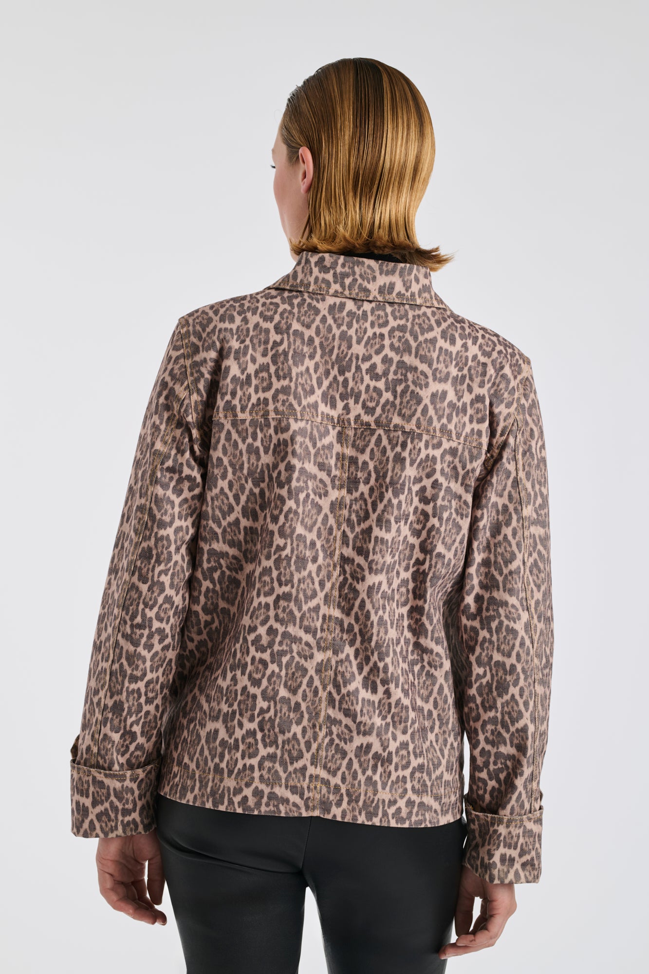 Veste en denim imprimé leopard