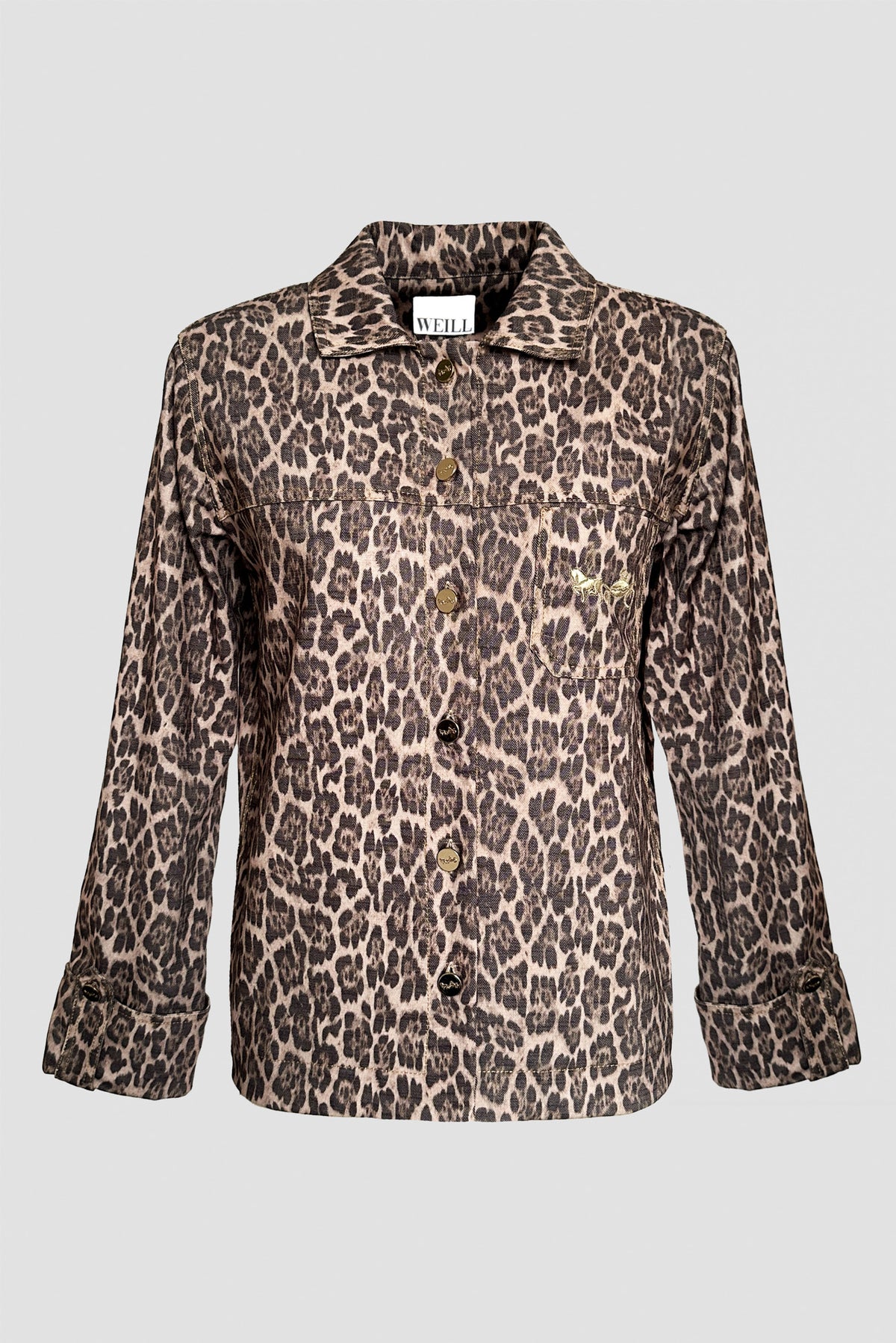 Veste en denim à imprimé leopard