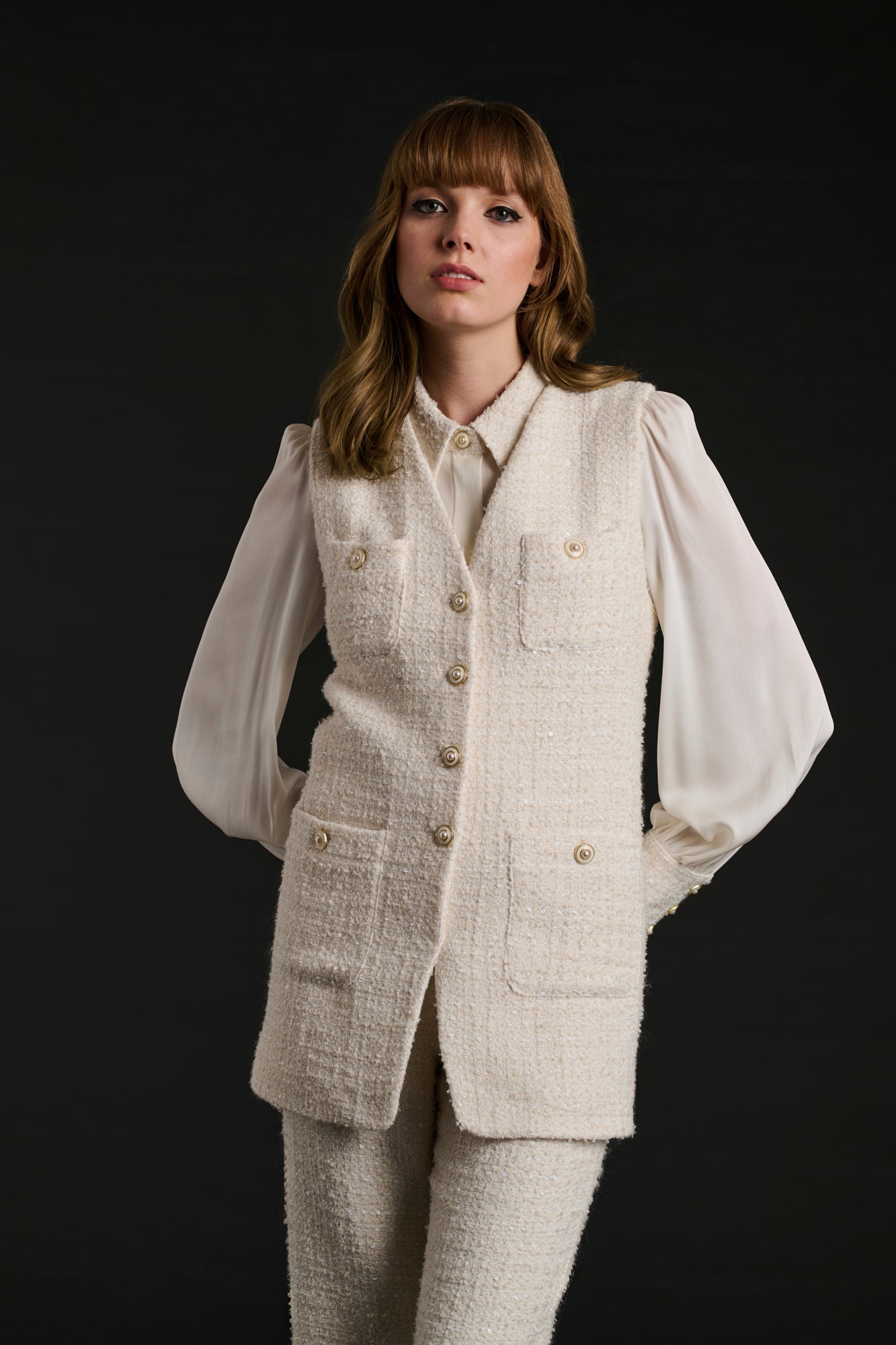 Veston en tweed sans manche