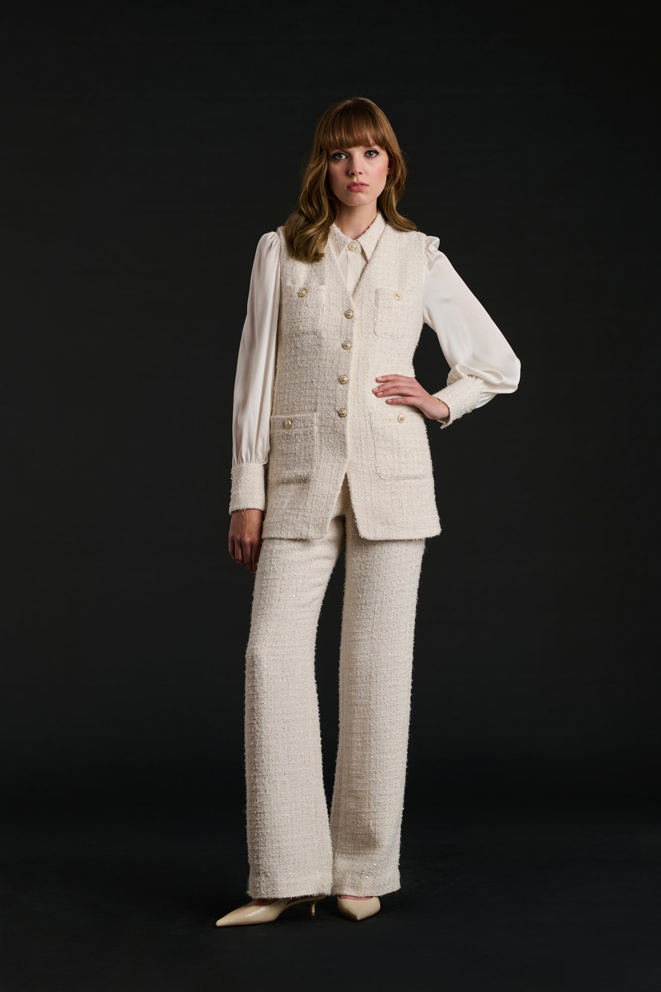 Veston en tweed sans manche