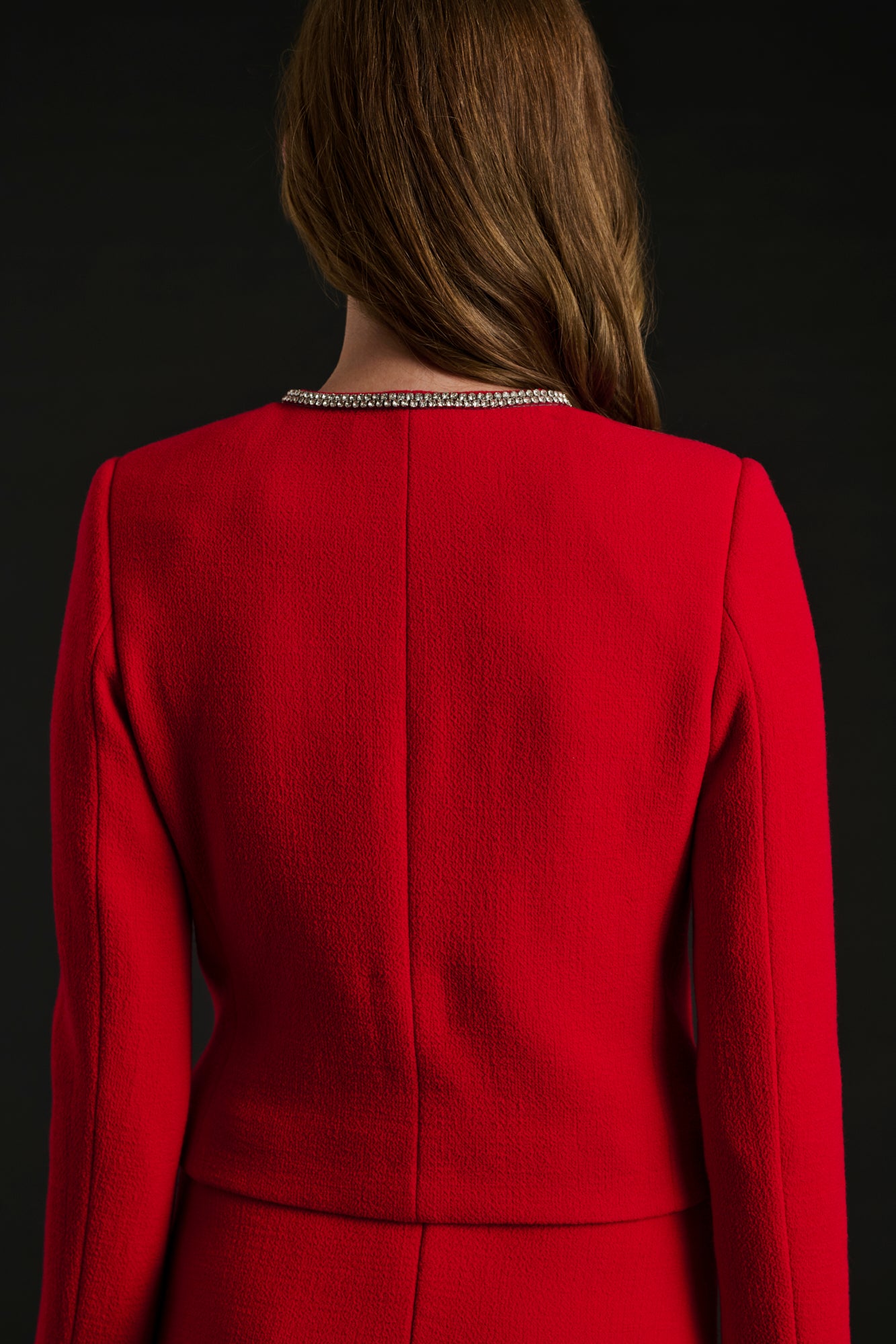 Veste en crêpe de laine et strass