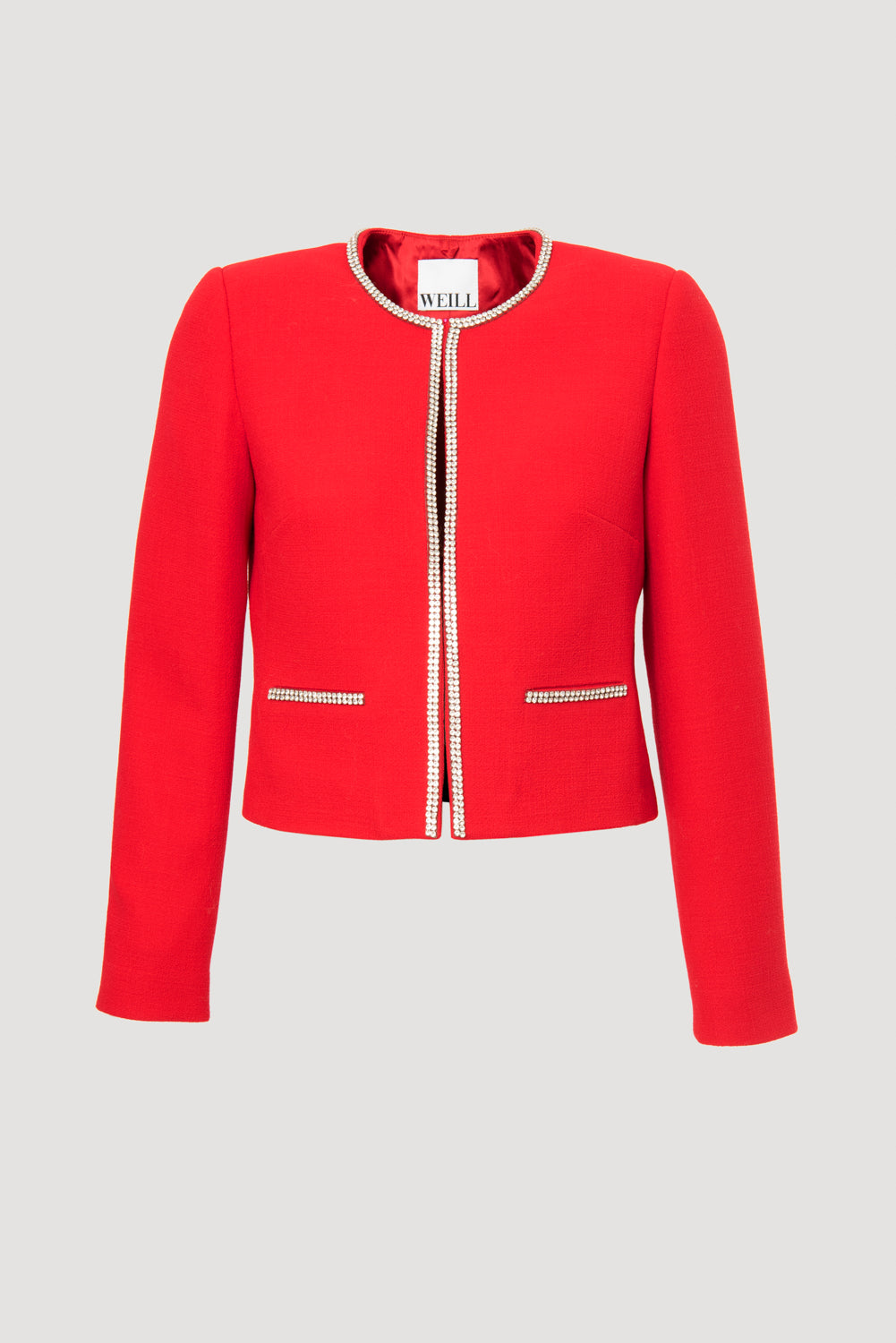 Veste en crêpe de laine et strass