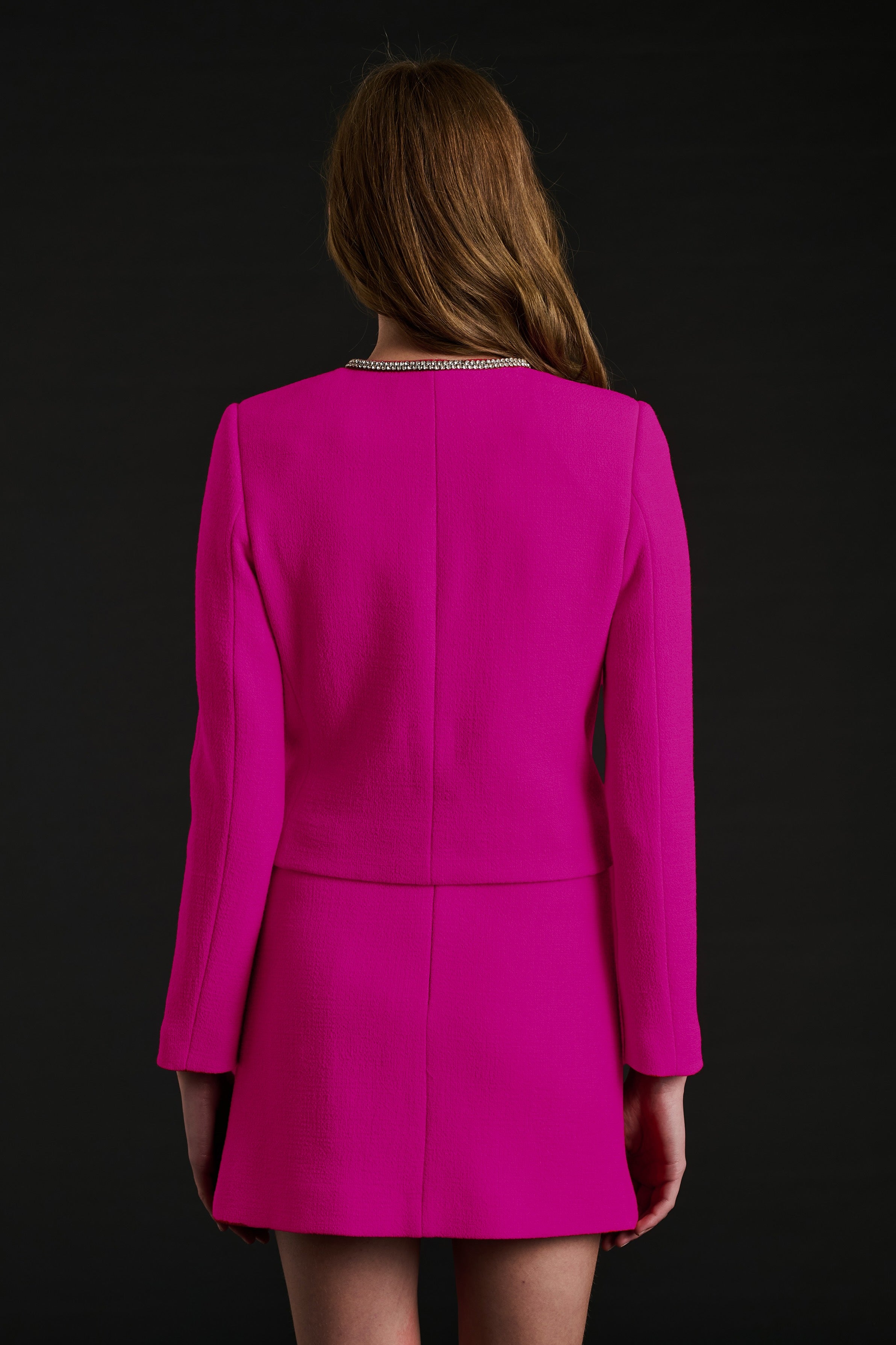 Veste en crêpe de laine et strass