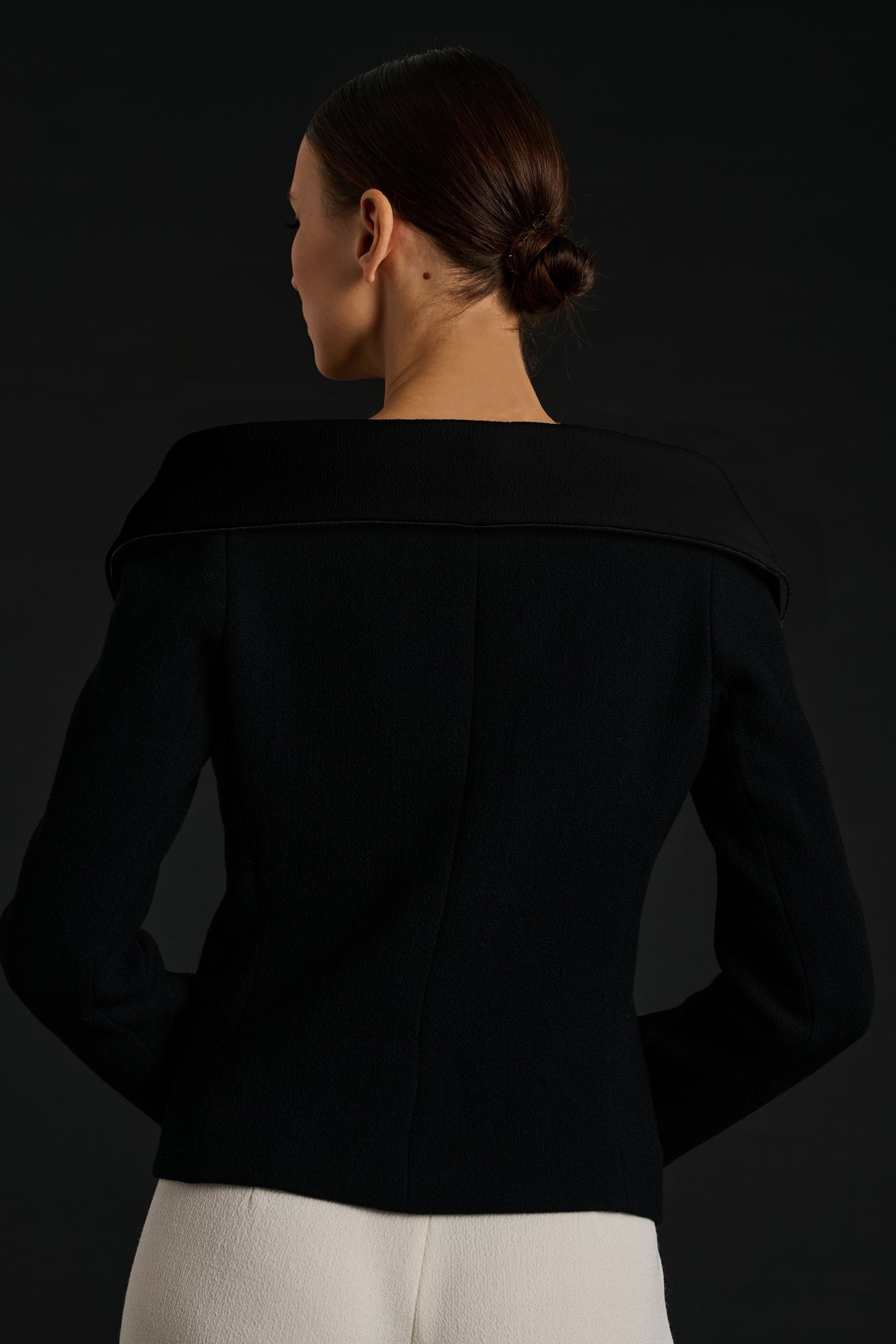 Wool crêpe Bardot neck jacket