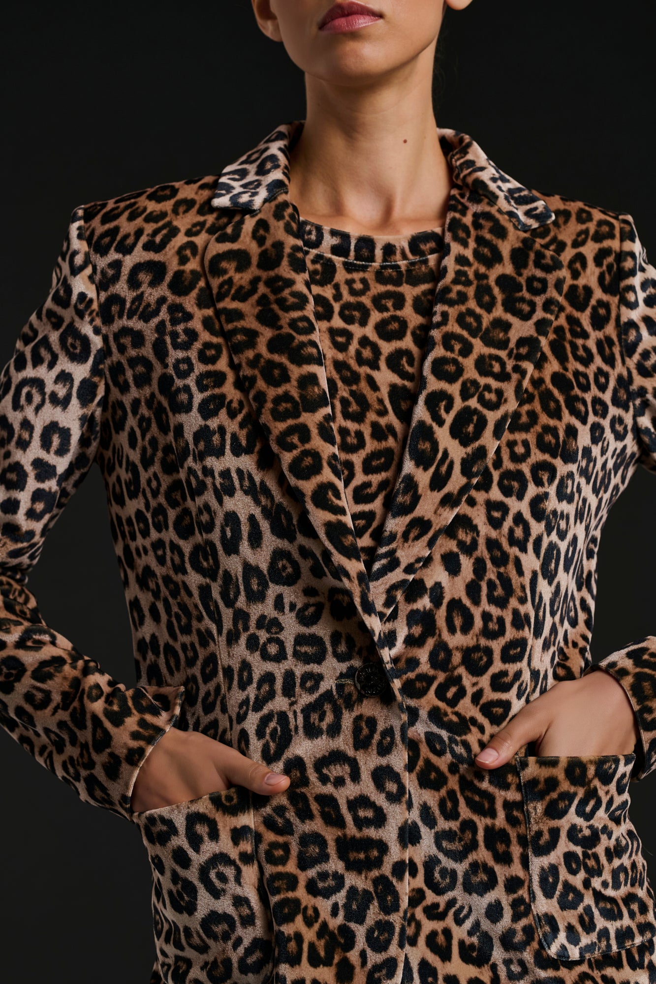 Blazer en jersey imprimé léopard