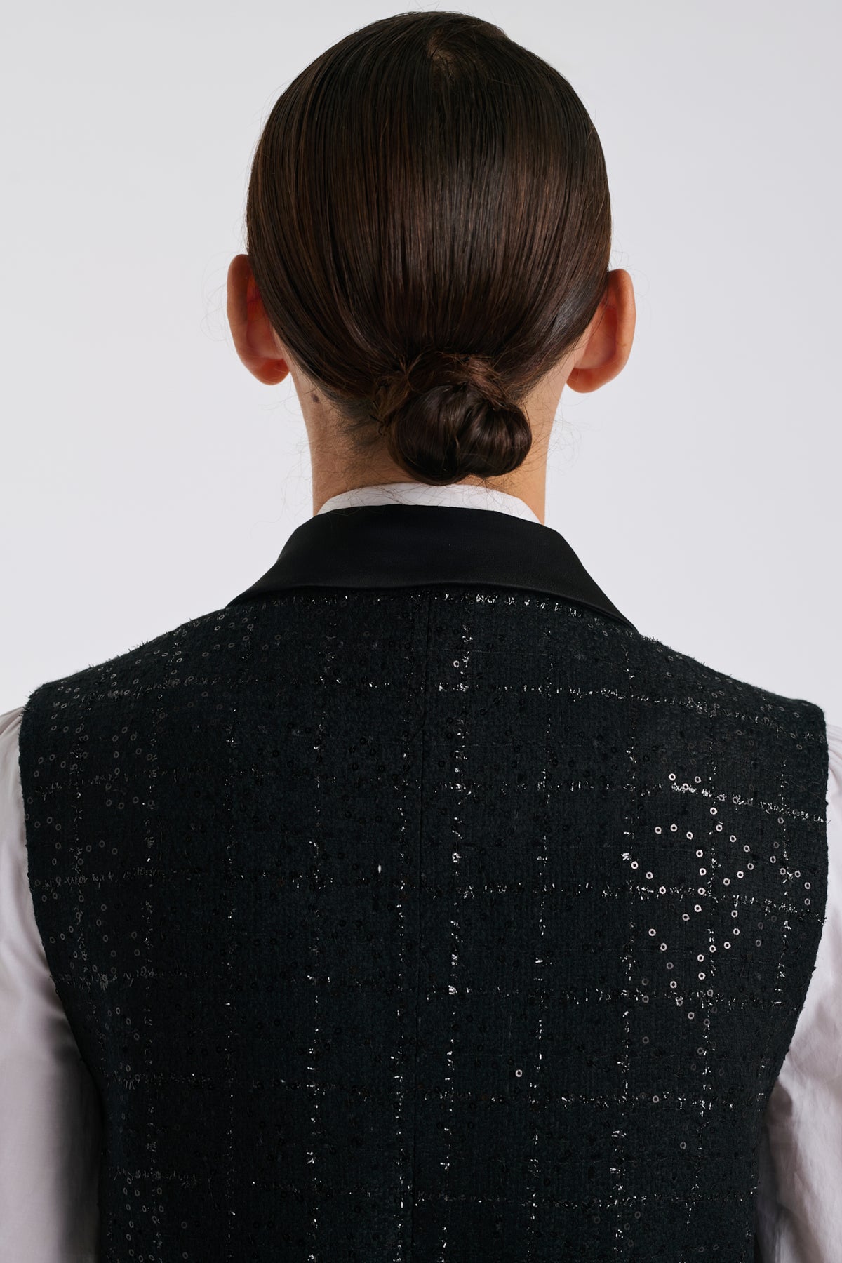 Longue veste de smocking en tweed