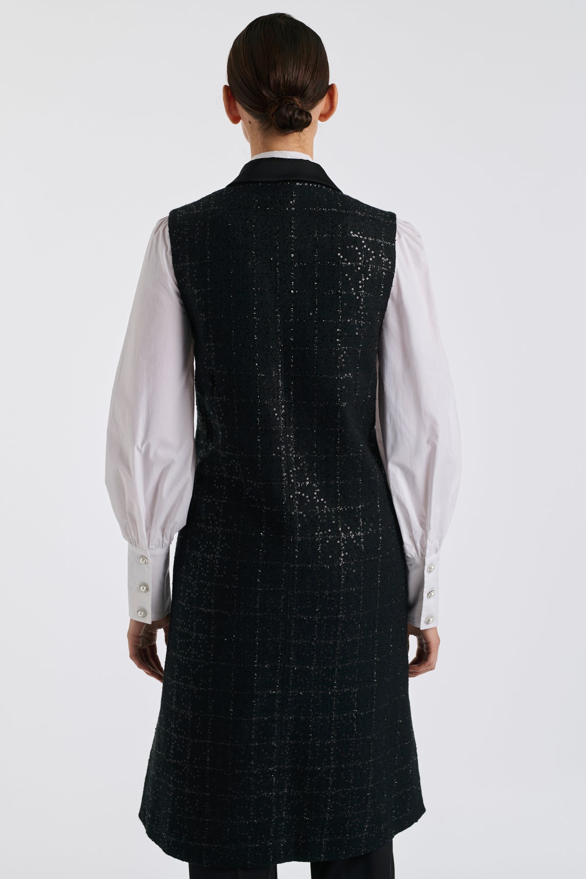 Longue veste de smocking en tweed