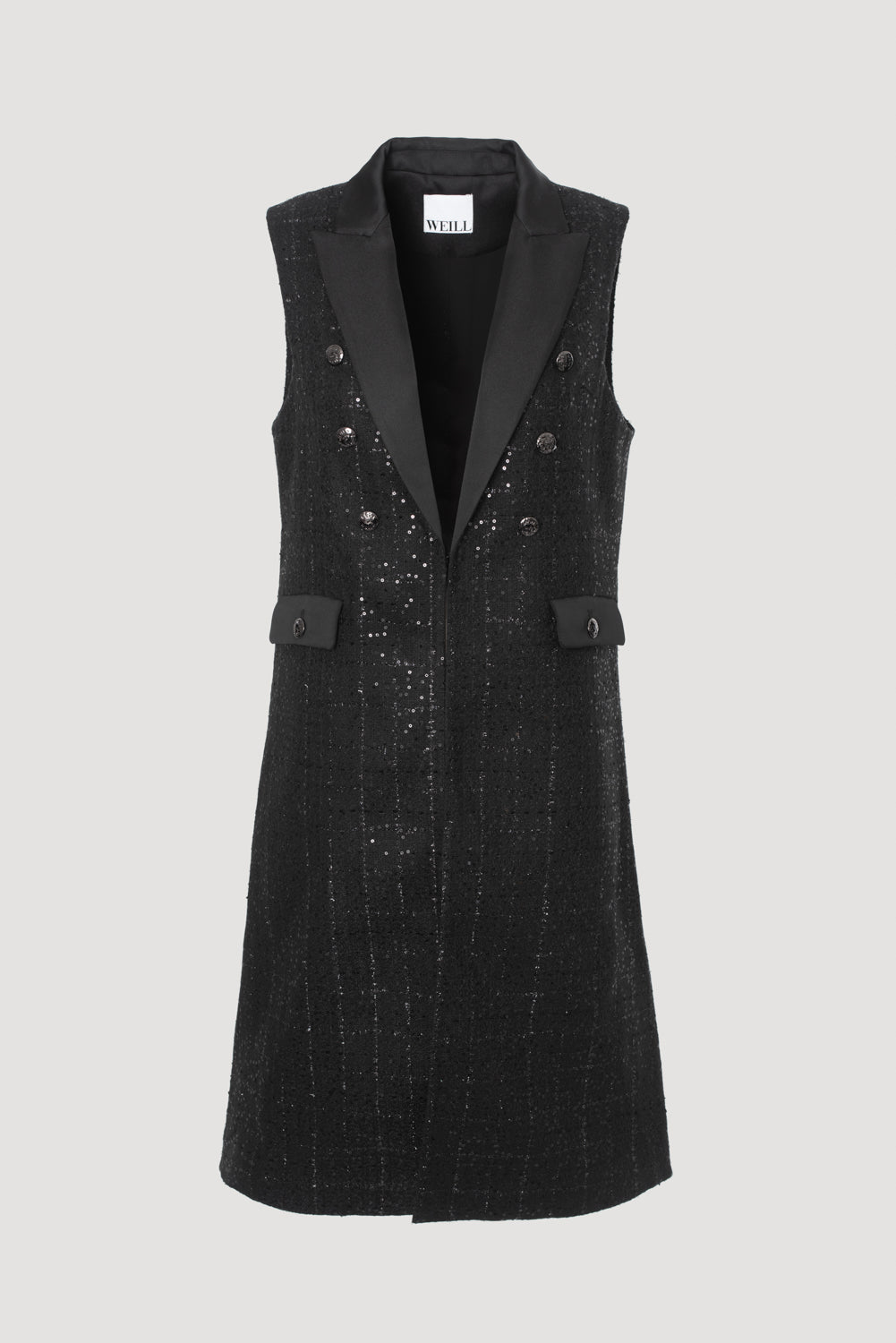 Longue veste de smocking en tweed