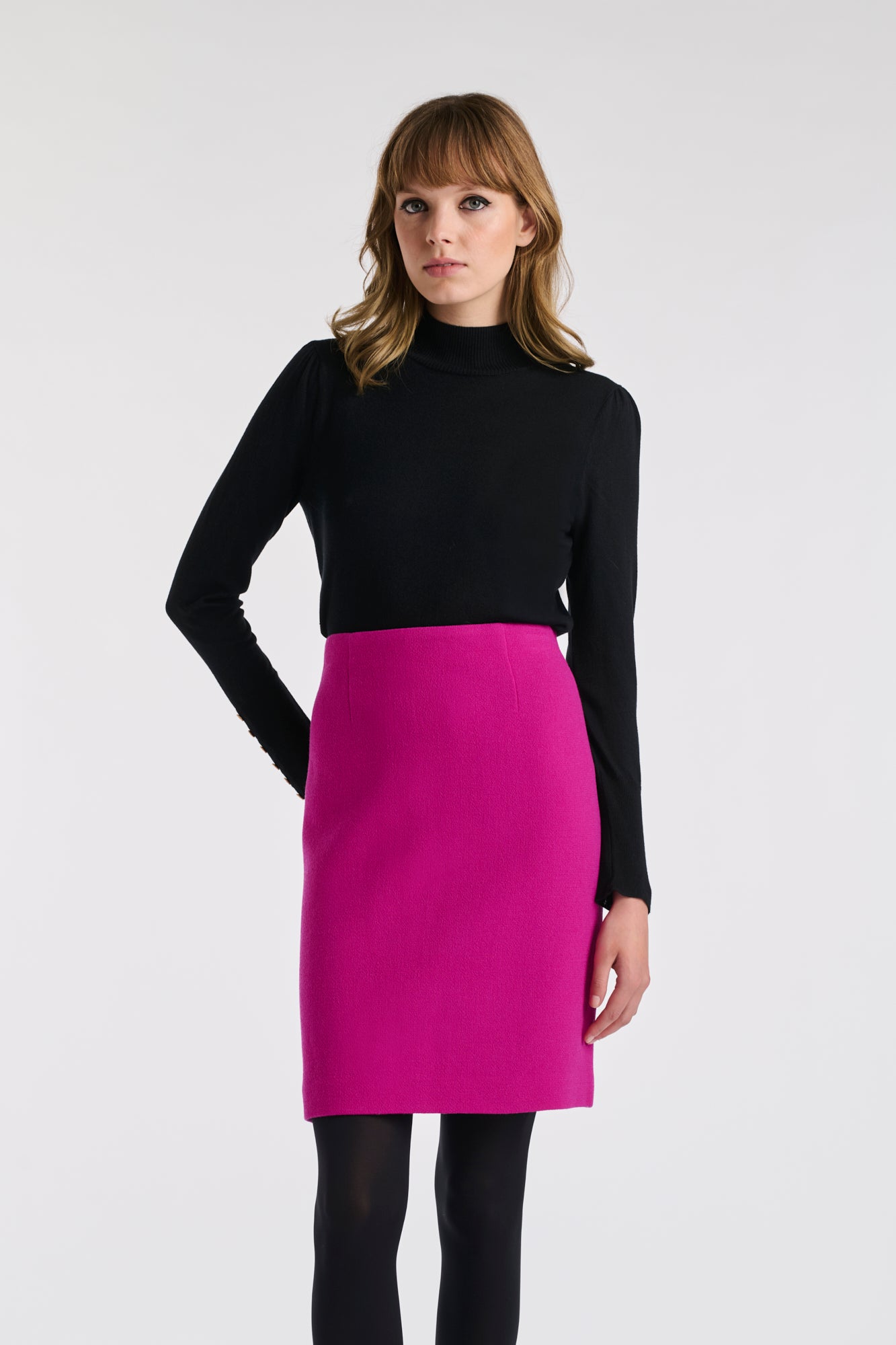 Wool crêpe pencil skirt