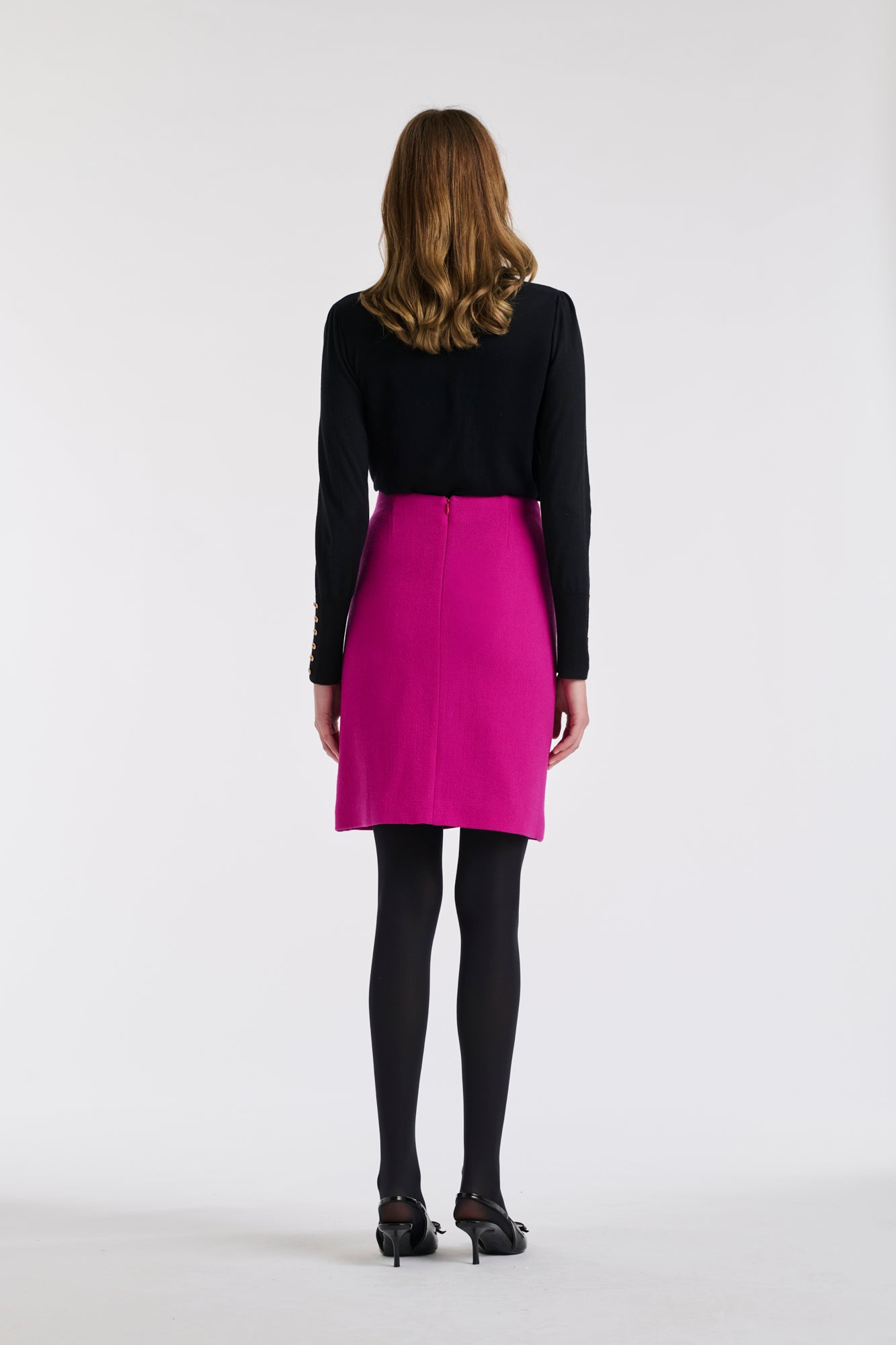 Wool crêpe pencil skirt