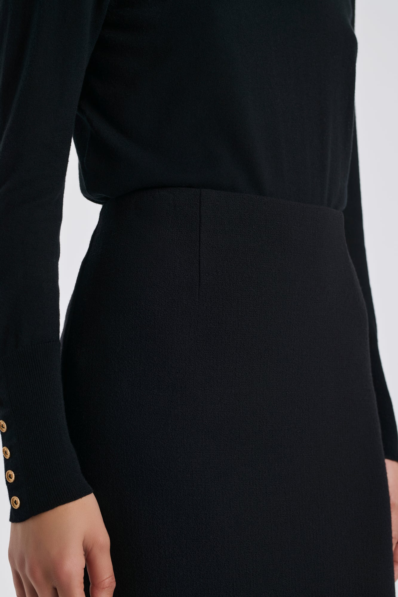 Jupe droite en crêpe de laine