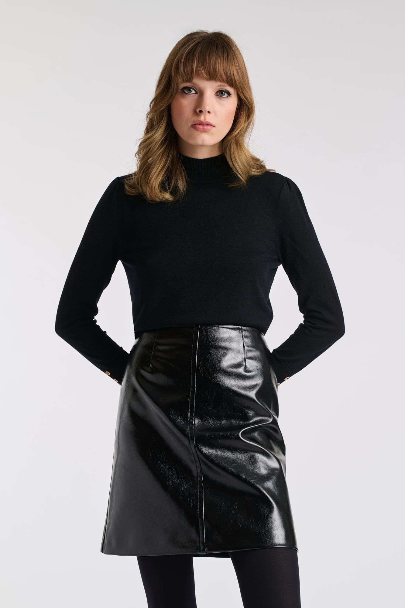 Jupe droite en vinyle