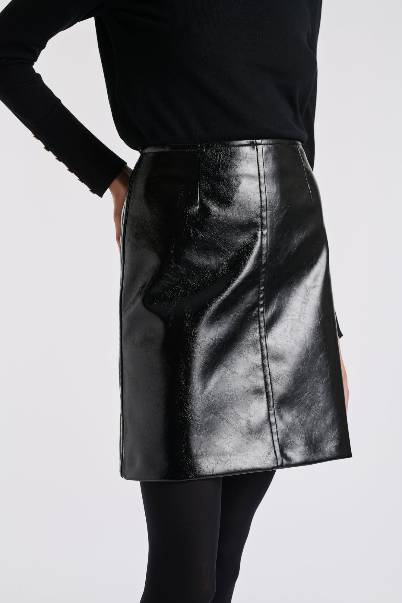 Jupe droite en vinyle