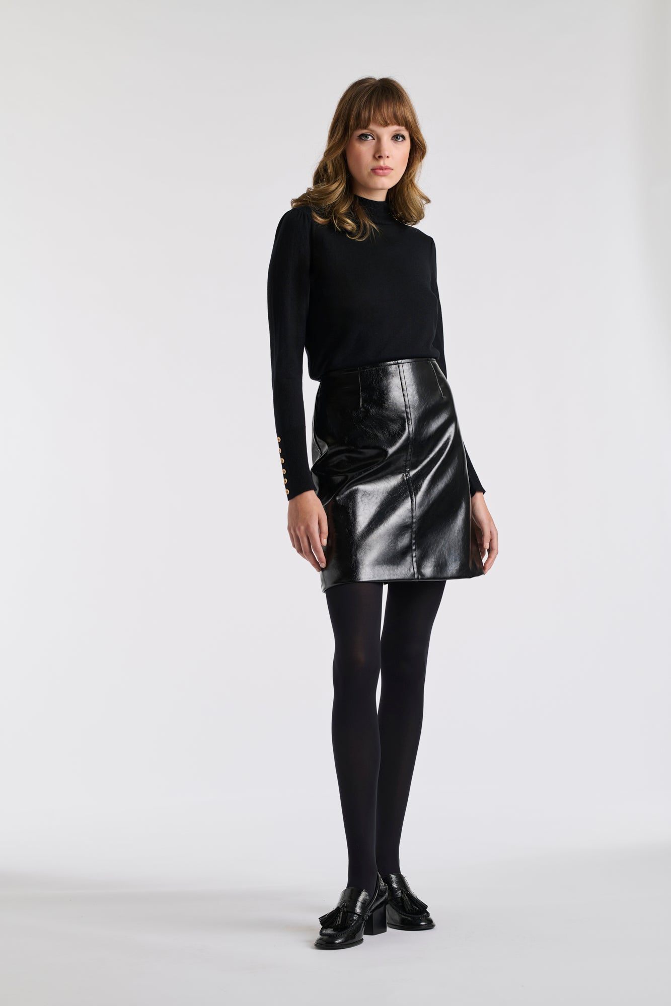 Jupe droite en vinyle