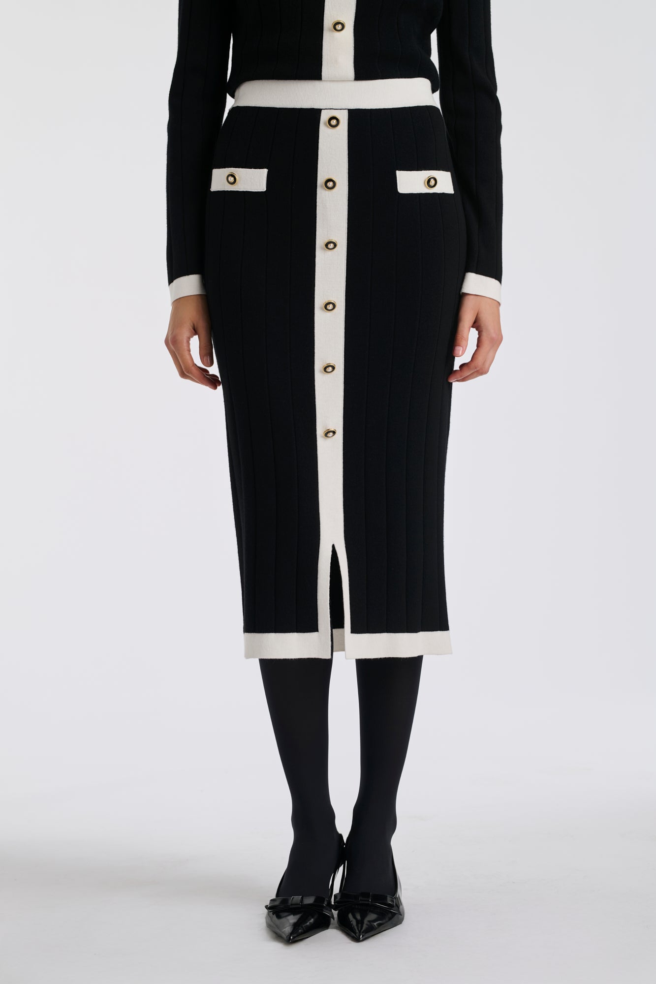 Jupe longue en maille bicolore