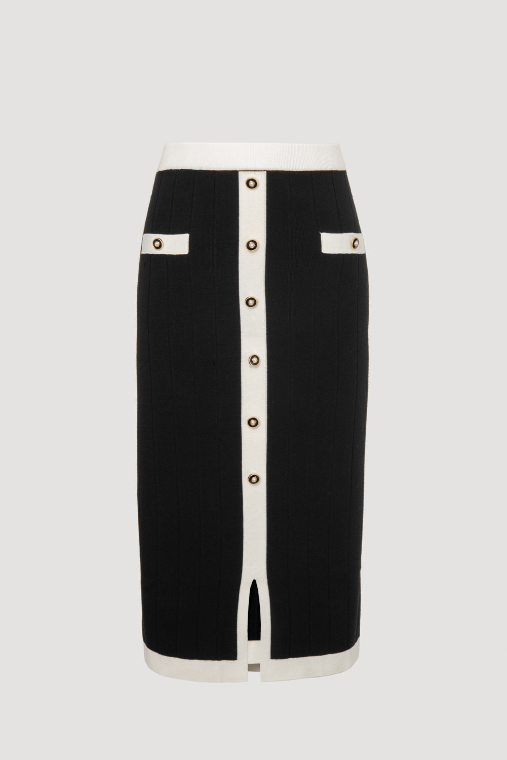 Jupe longue en maille bicolore