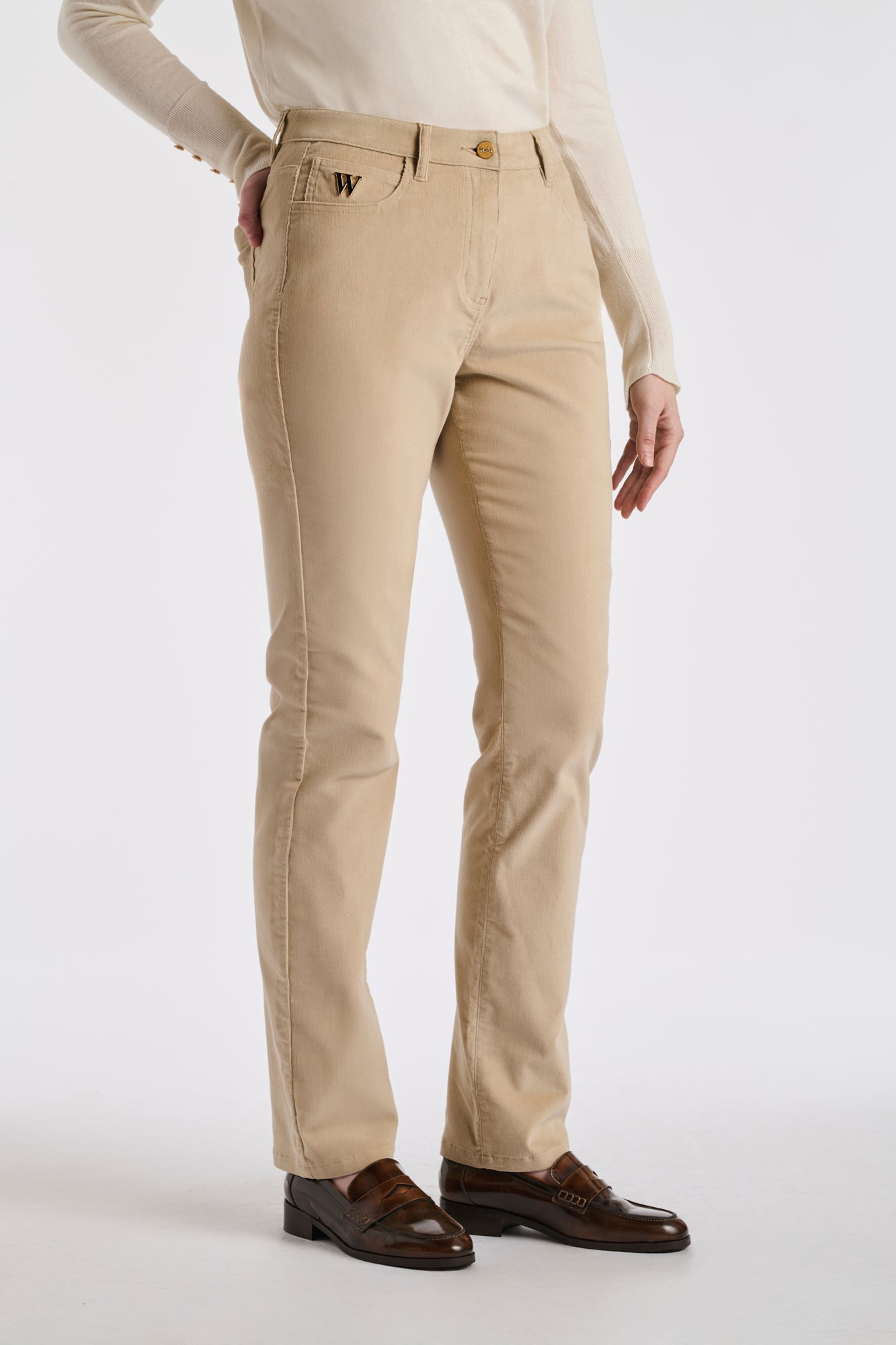 Jean droit en velours côtelé