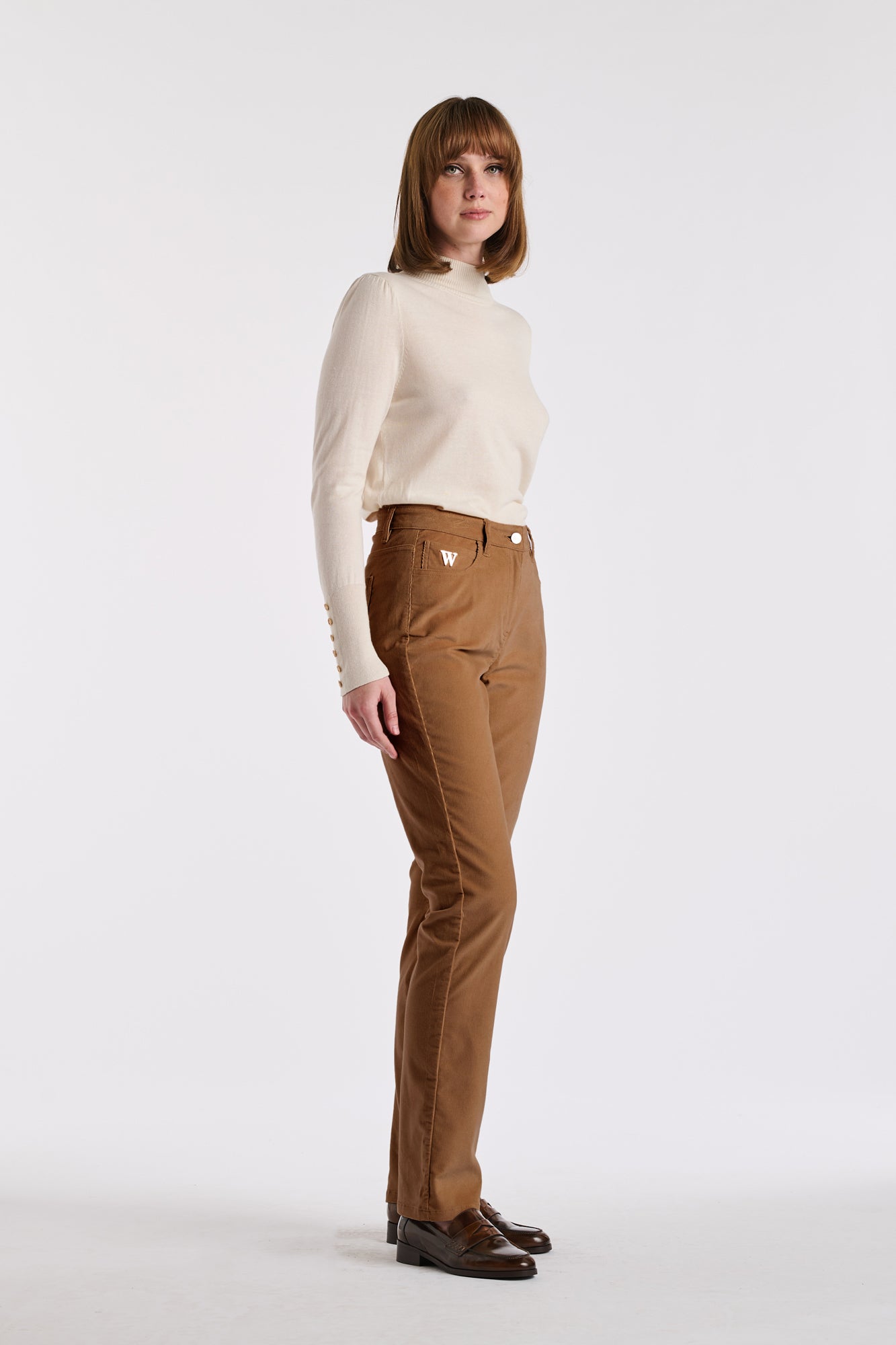 Jean droit en velours côtelé