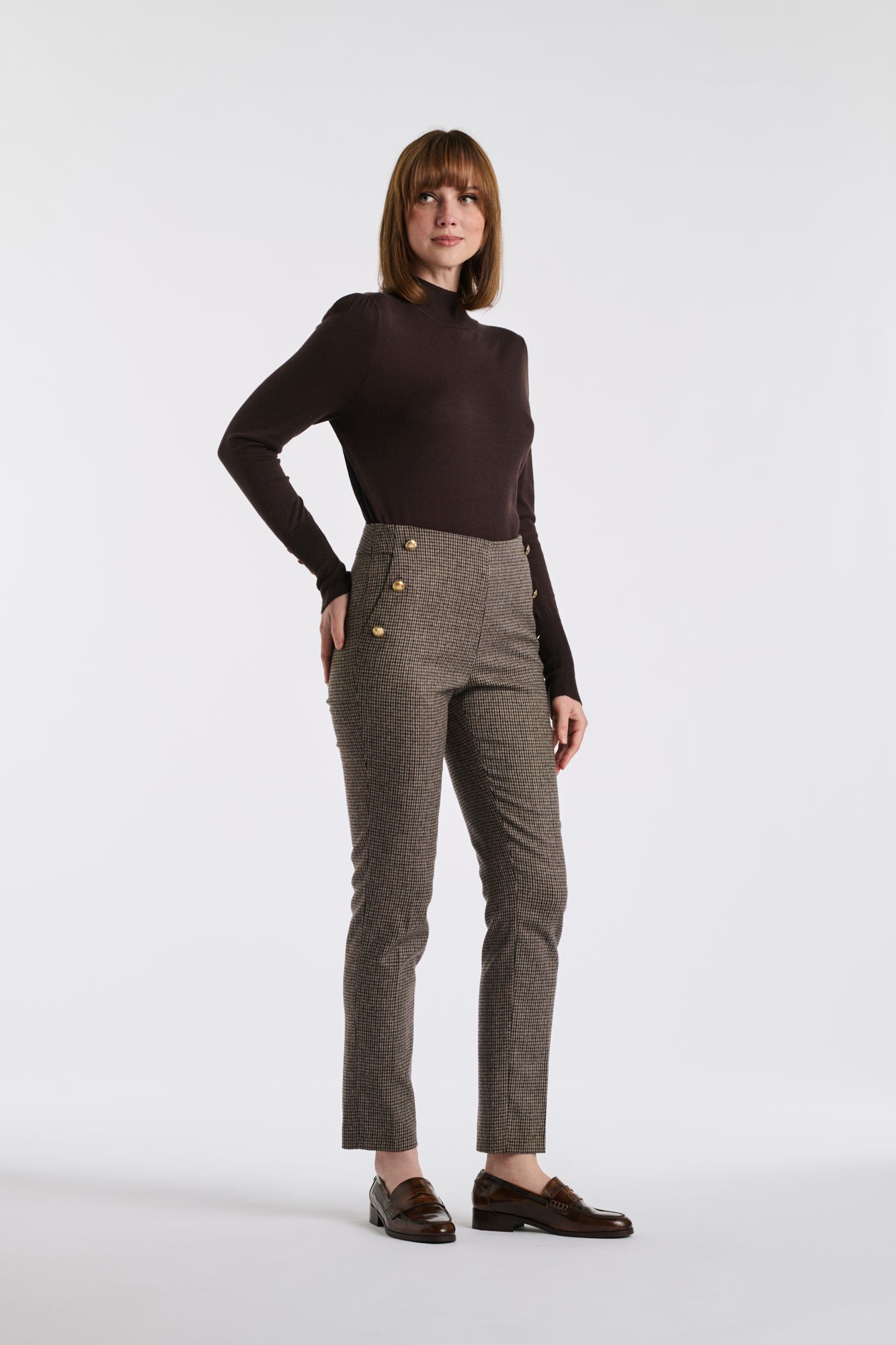 Pantalon cigarette à carreaux