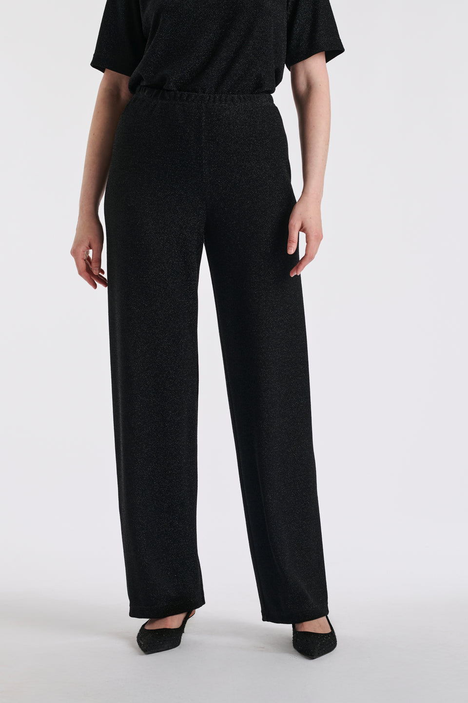 Pantalon large elastiqué en jersey lurex