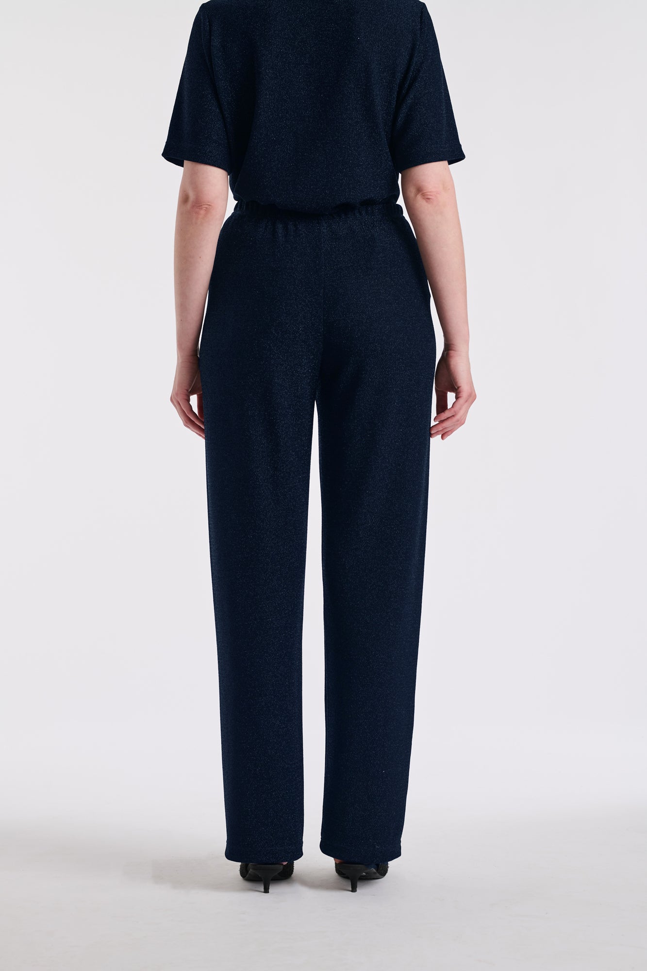 Wide-leg stretch trousers in lurex jersey