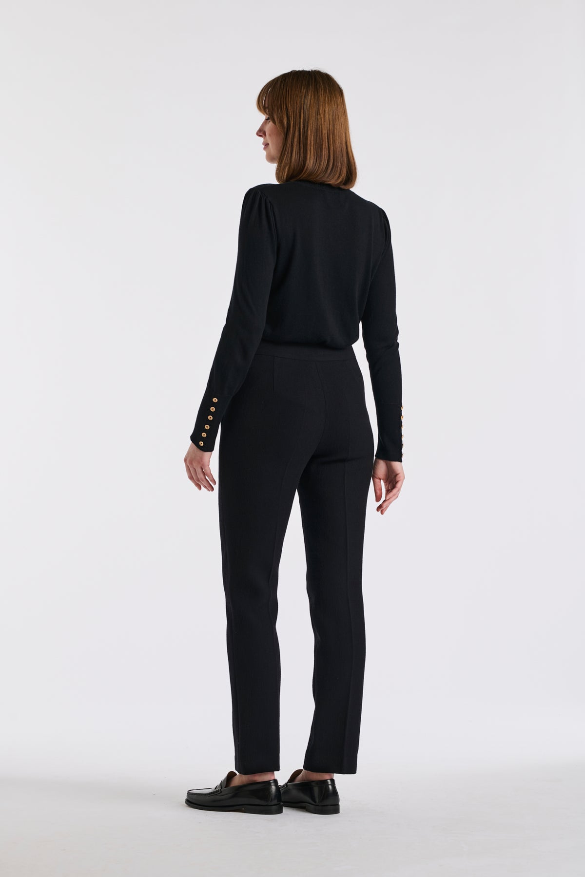 Pantalon cigarette en crêpe de laine
