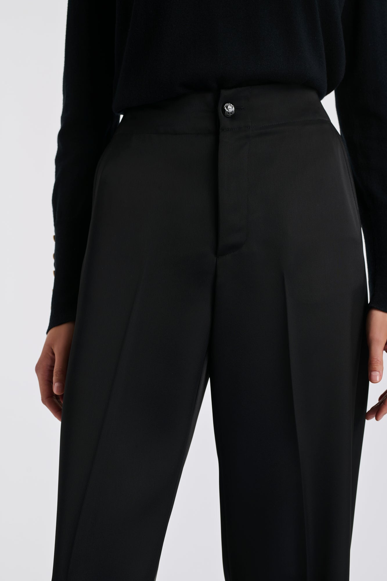 Pantalon large elastiqué en satin