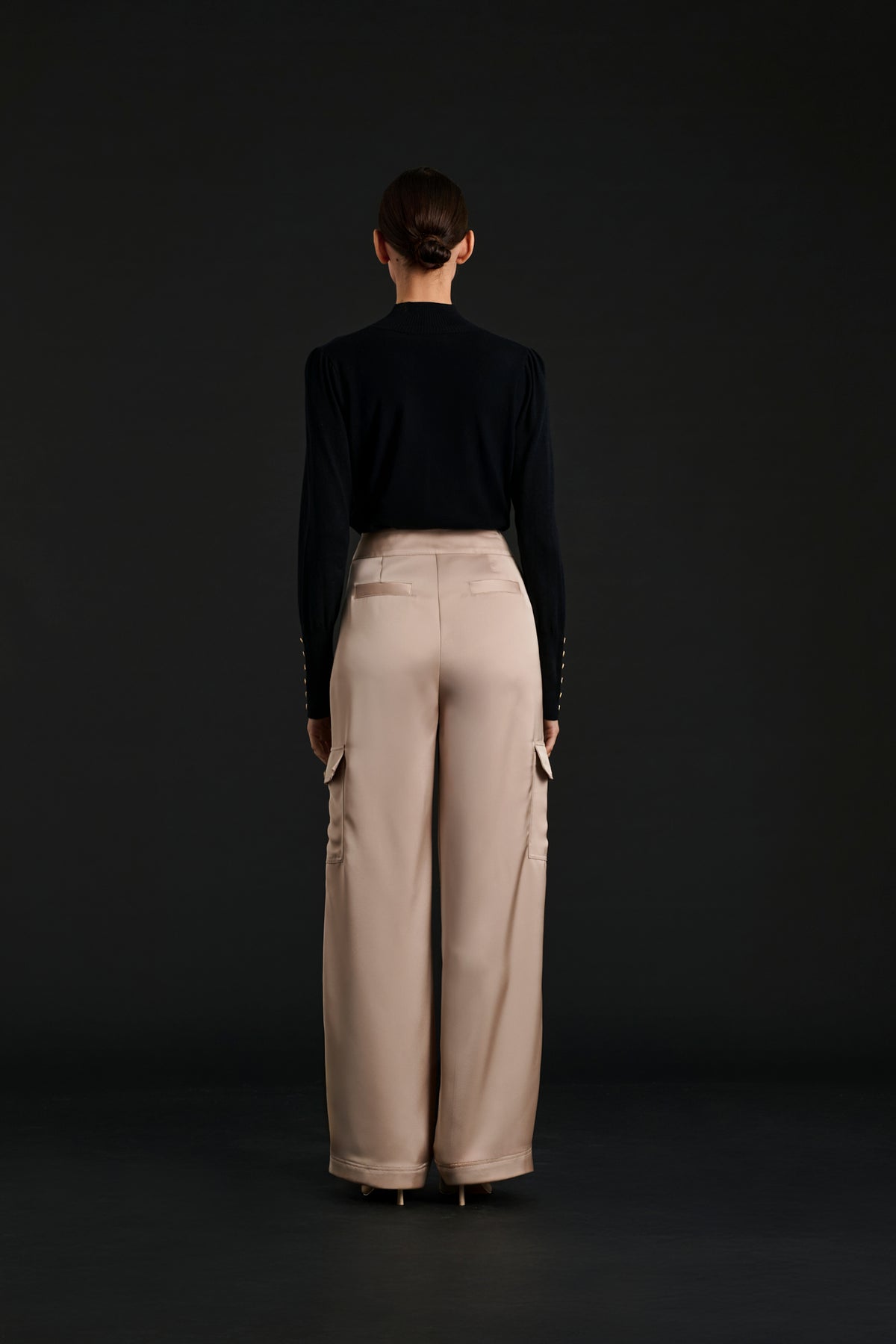 Pantalon cargo en satin