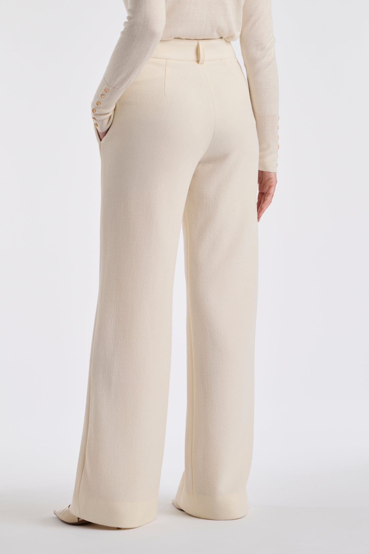 Pantalon large en crêpe de laine