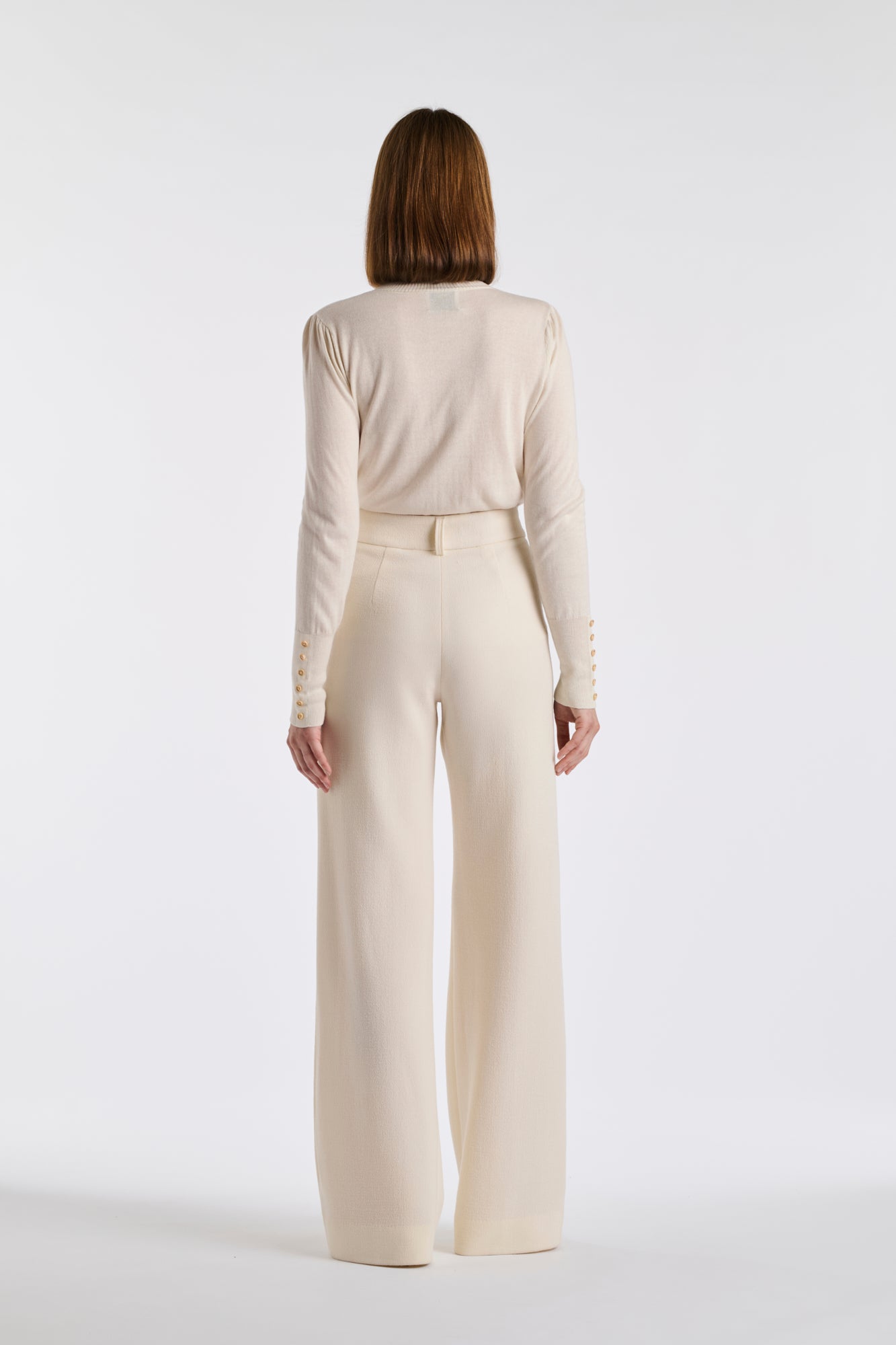 Pantalon large en crêpe de laine