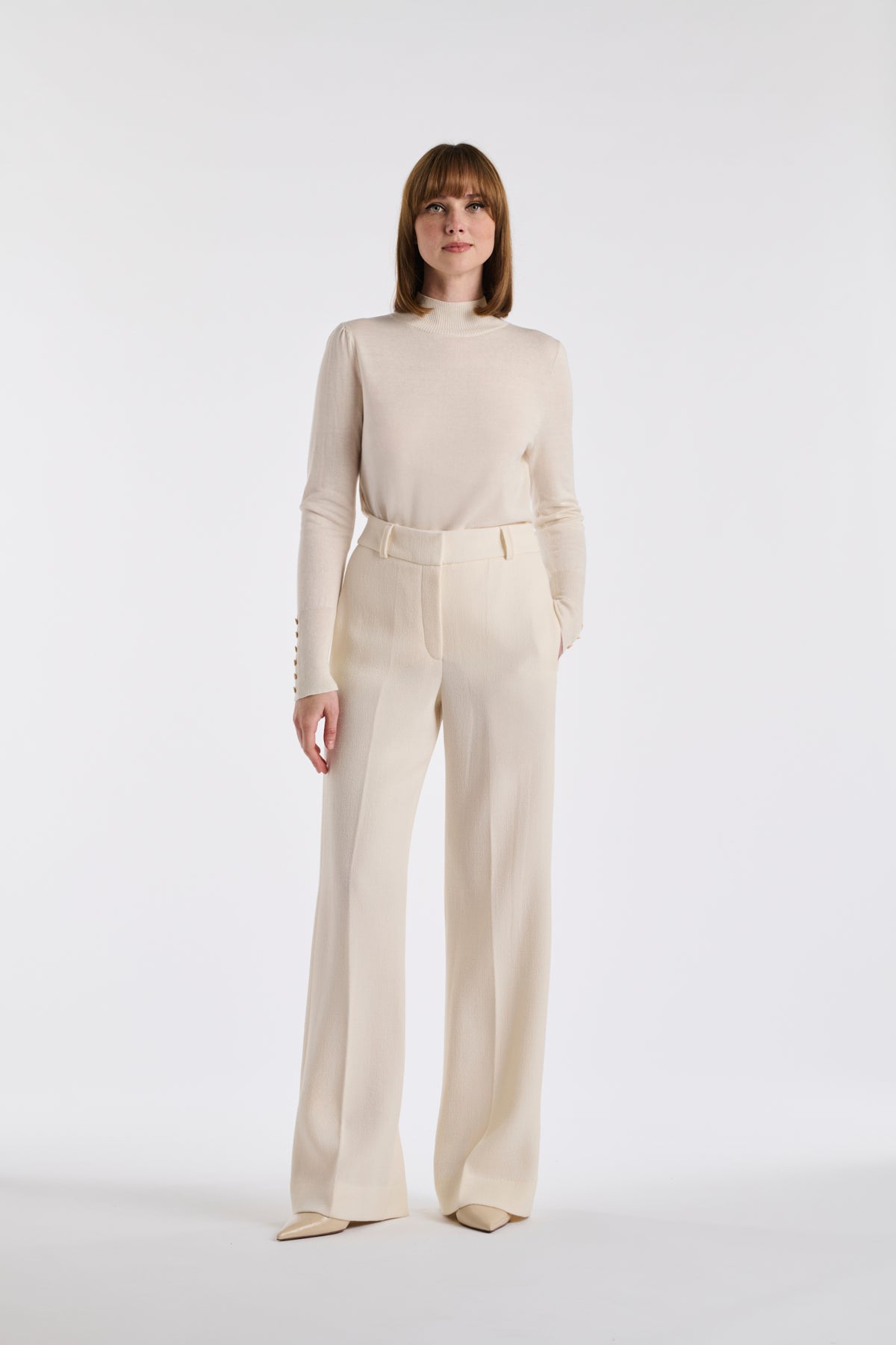 Pantalon large en crêpe de laine