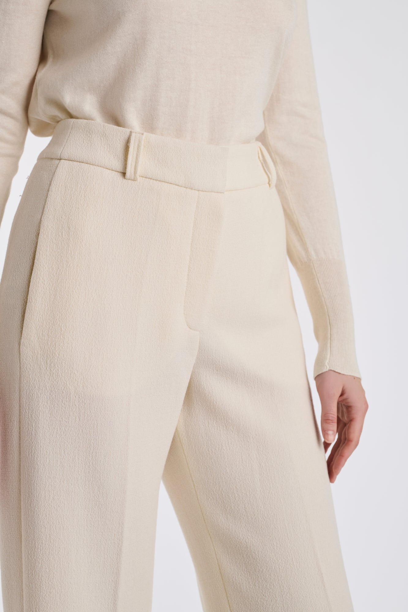 Pantalon large en crêpe de laine