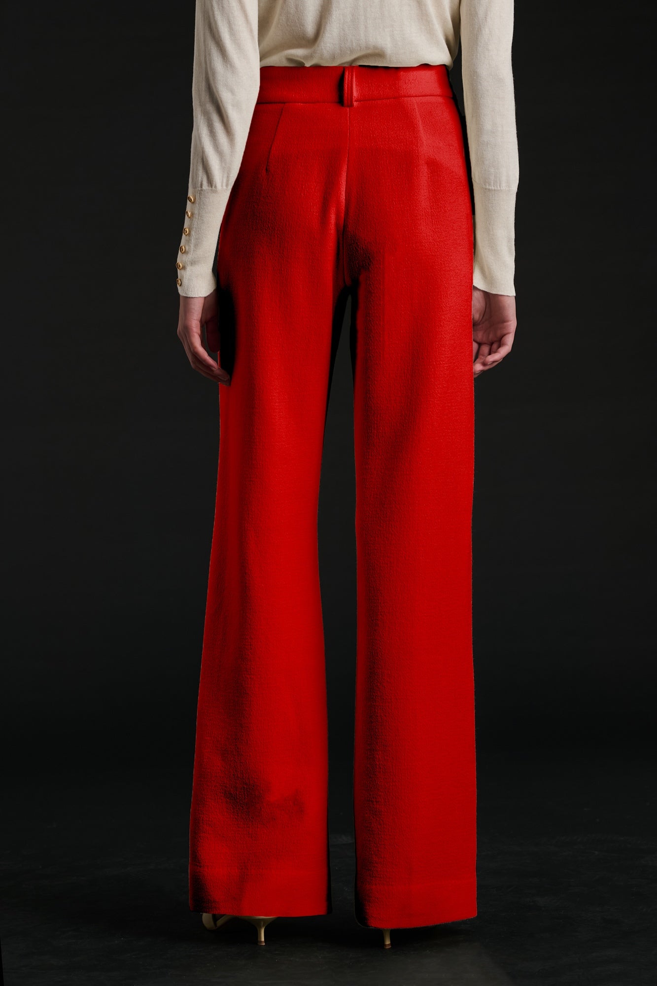 Pantalon large en crêpe de laine