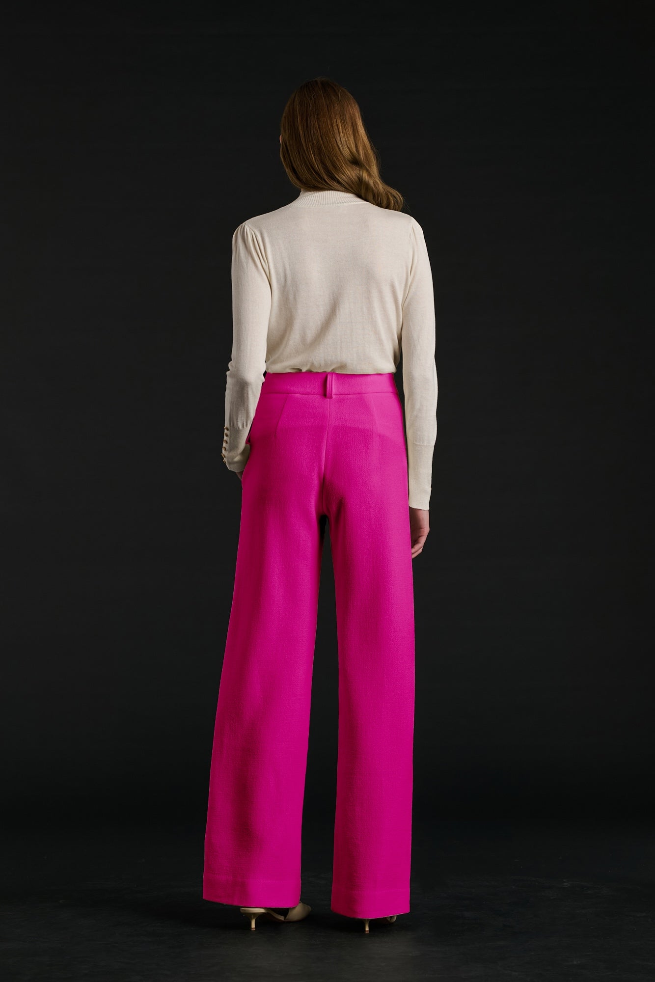 Pantalon large en crêpe de laine