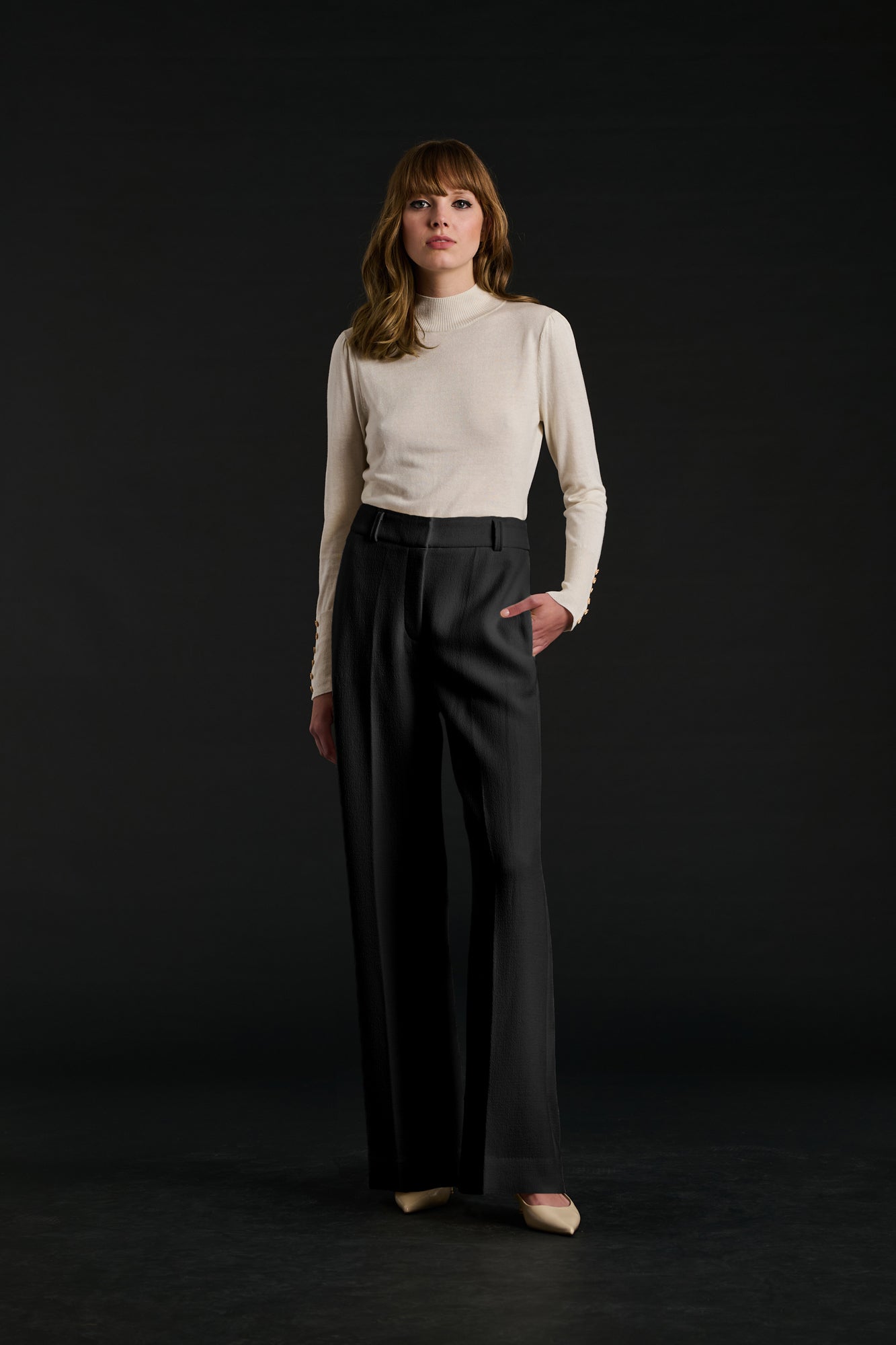 Wide-leg wool crêpe trousers