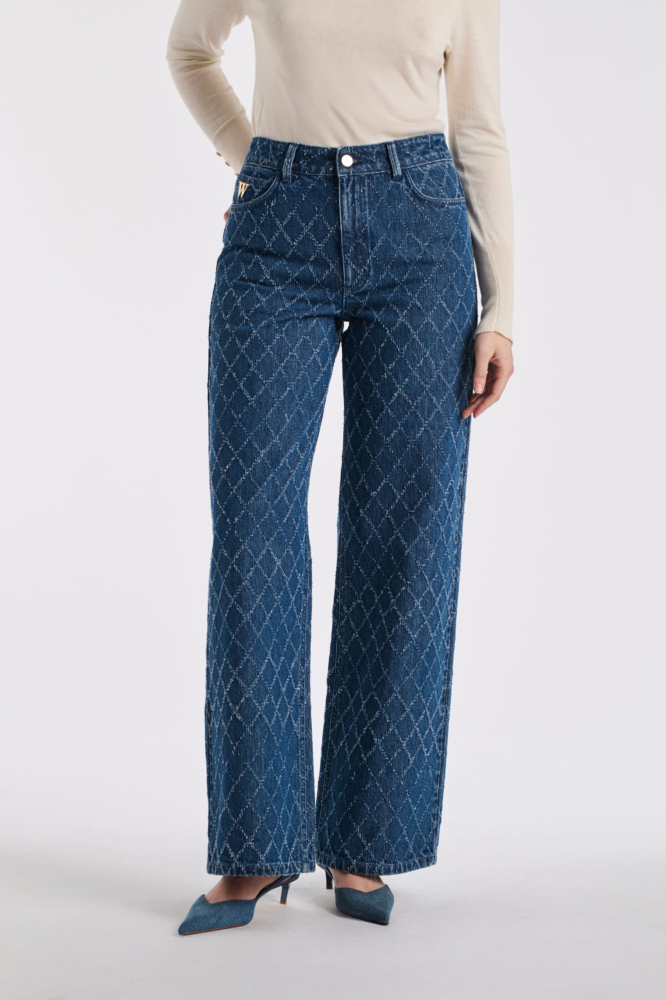 Jean large texturé
