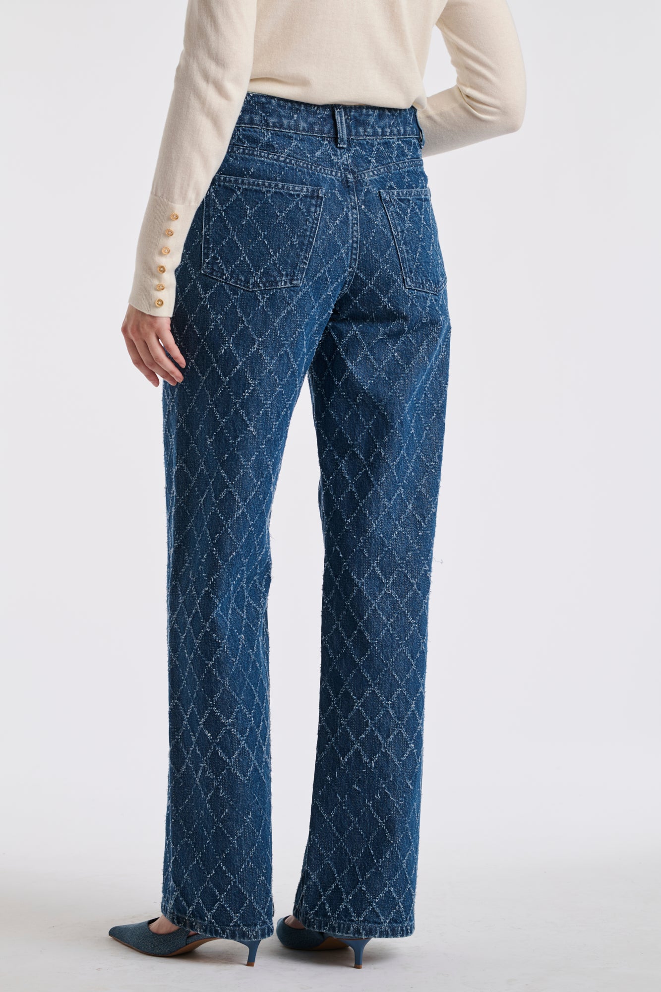 Textured wide-leg jeans
