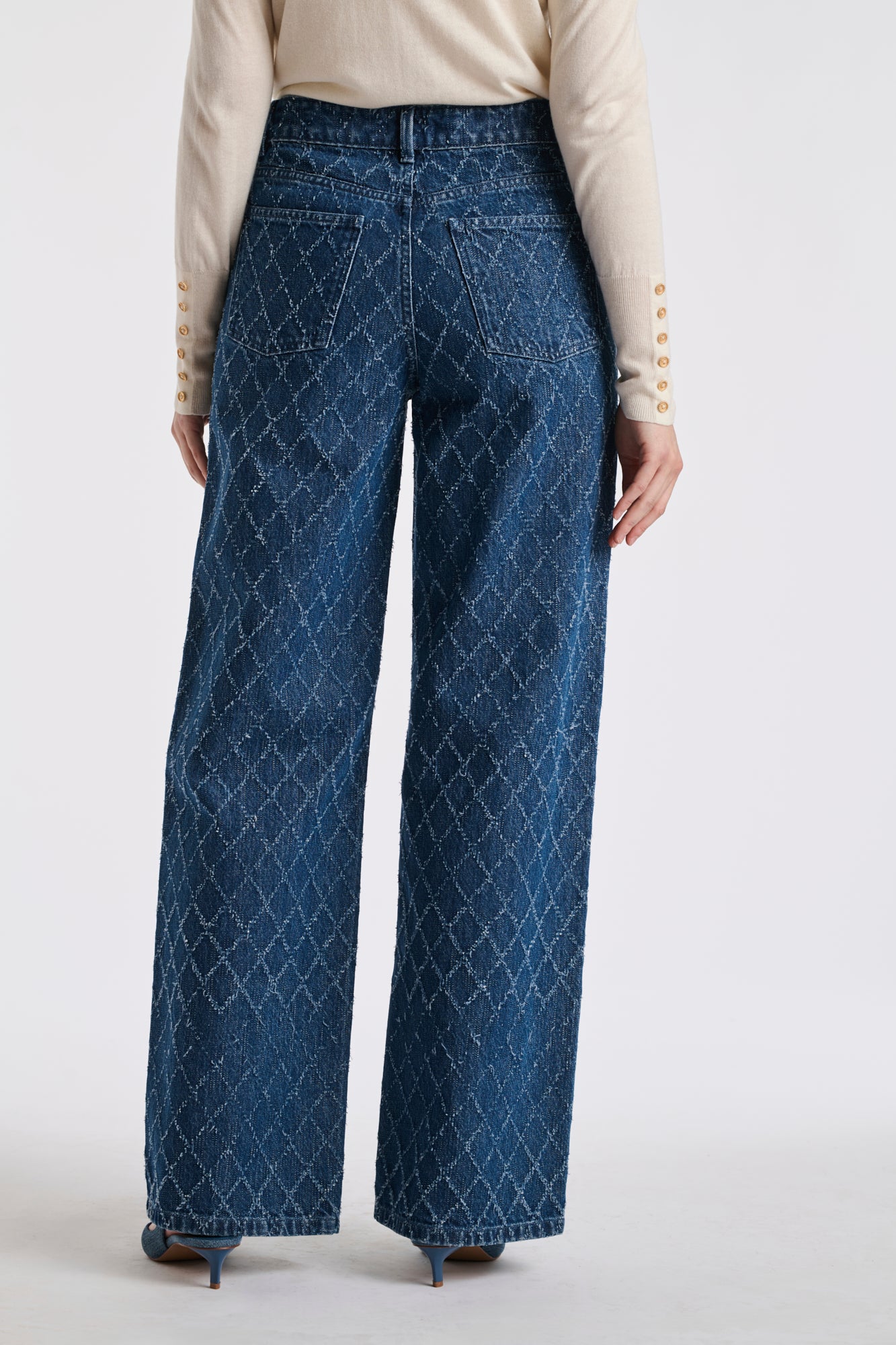 Textured wide-leg jeans