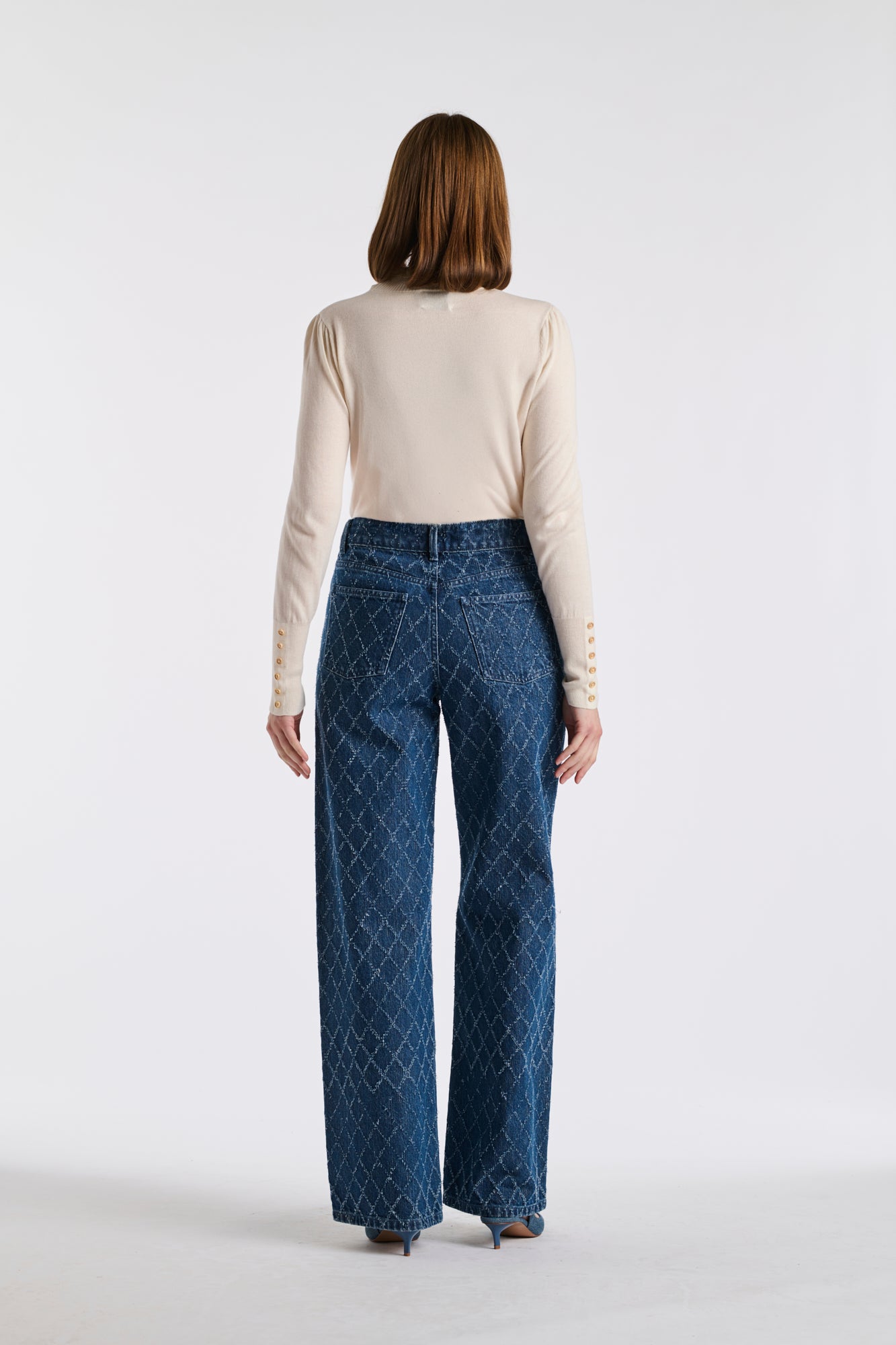 Textured wide-leg jeans