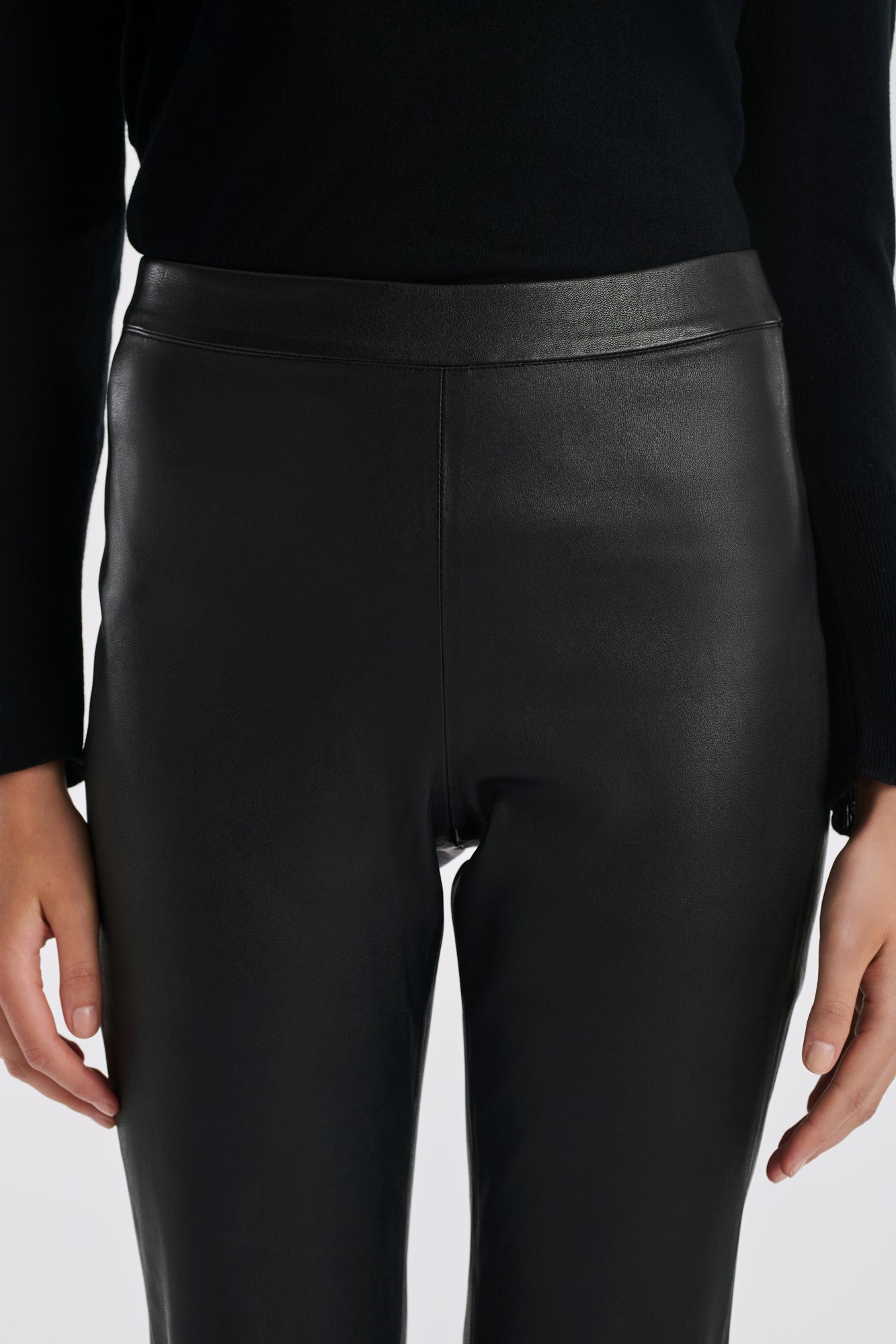 Legging en cuir nappa noir