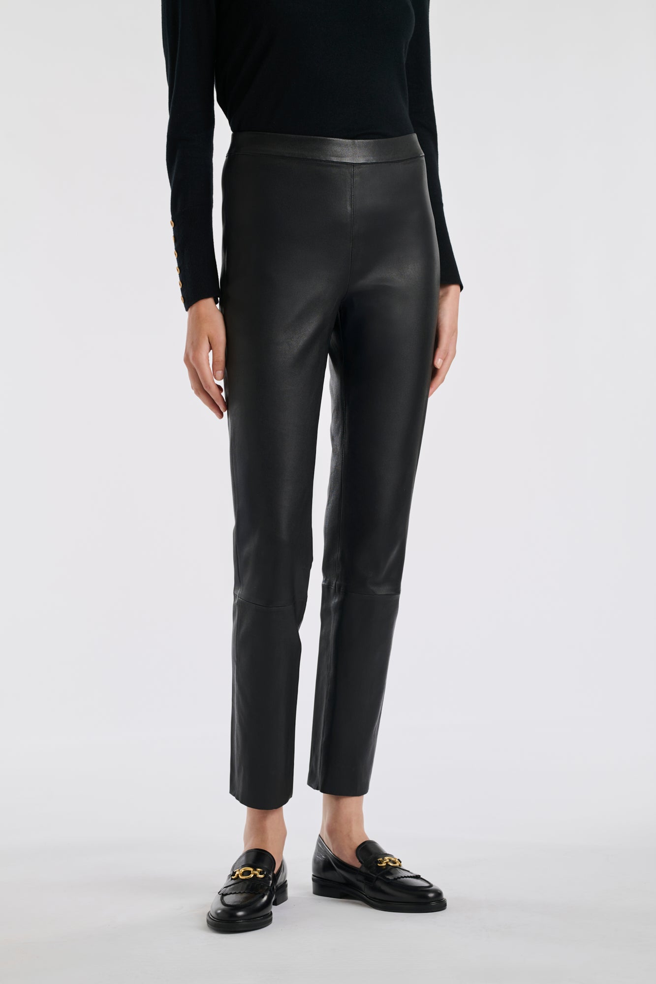 Legging en cuir nappa noir